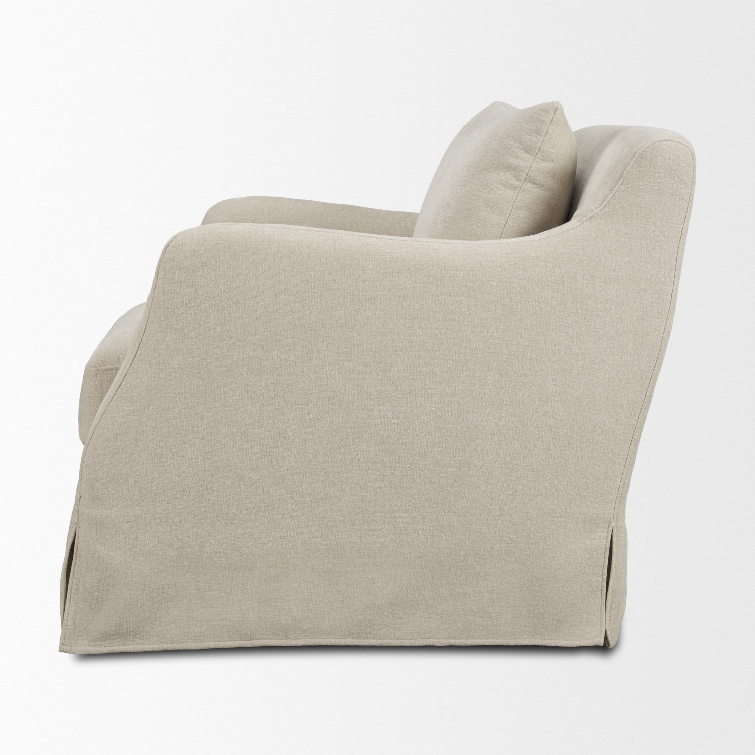 Ellington Slipcovered Slope Arm Swivel Swivel Accent Chair | Cream Fabric — product photograph