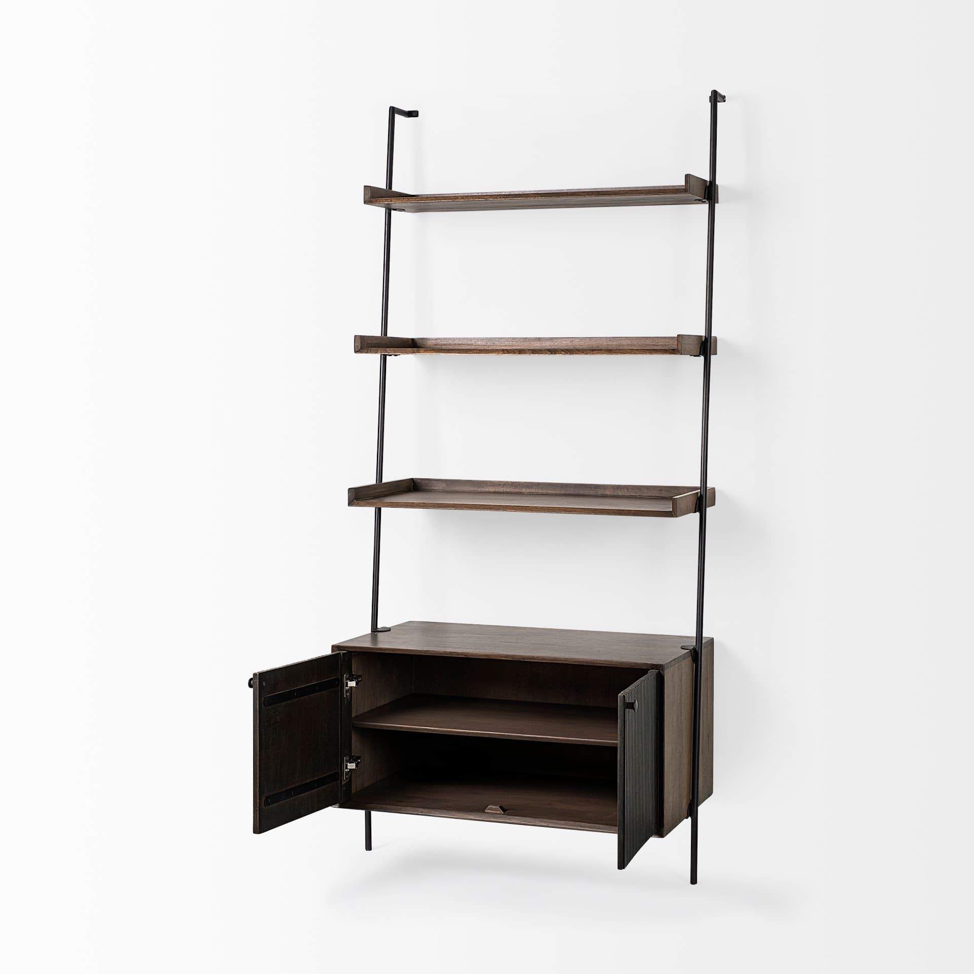 Grace 37.5L x 20W x 82H Two-Toned Brown Wood Three Shelf Shelving Unit — product photograph