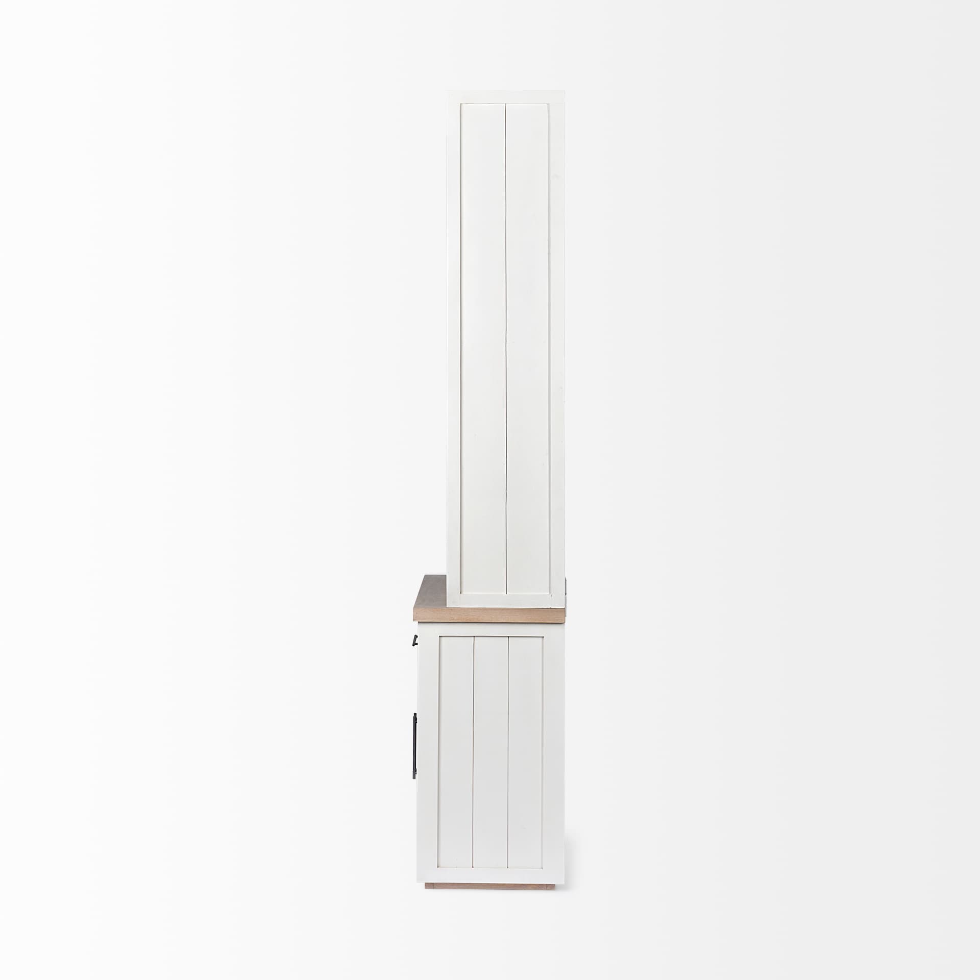 Fairview I White and Medium Brown Wood Three Shelf Shelving Unit — product photograph