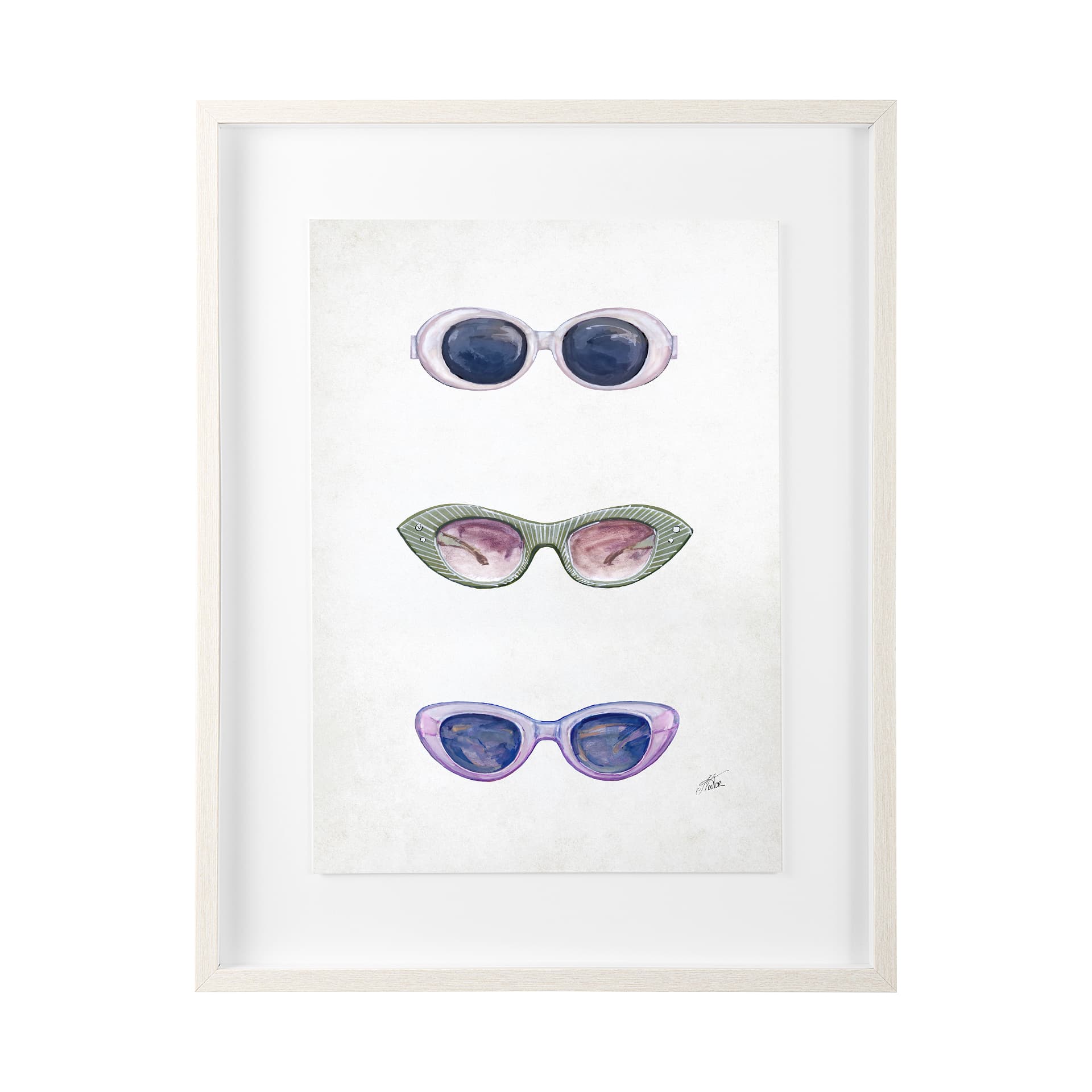 Sunglass Collection I by Mercana Studio Hand Embellished Textured Framed Art Print Matted under Glas — product photograph