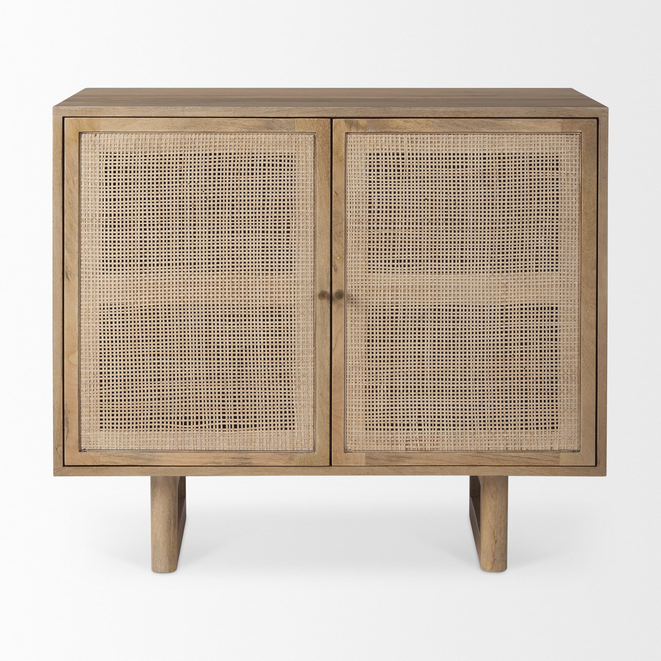 Grier 36" Light Brown Wood w/ Cane 2 Door Accent Cabinet — product photograph