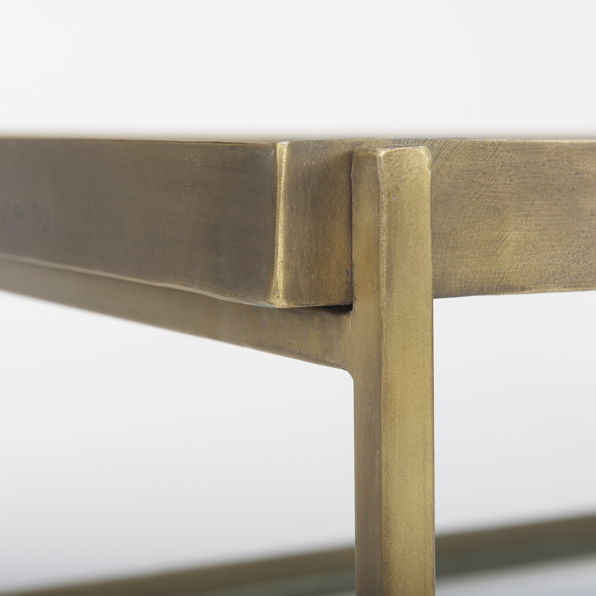Trey 56.0L x 32.0W x 17.0H Gold Metal W/Glass Coffee table — product photograph