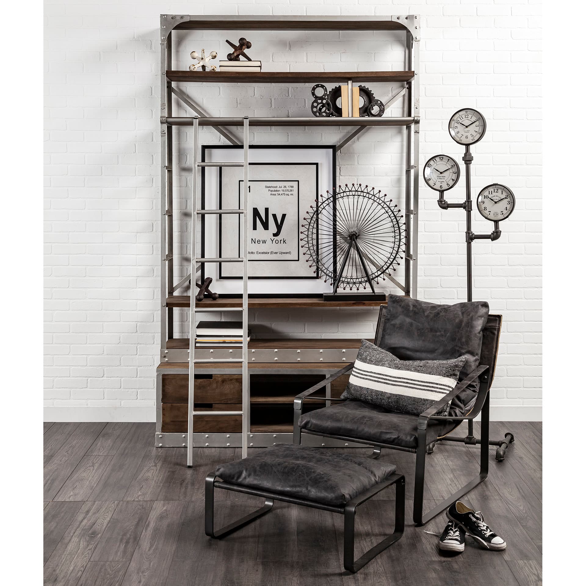 Hornet II Black Leather Body Metal Frame Accent Chair — product photograph