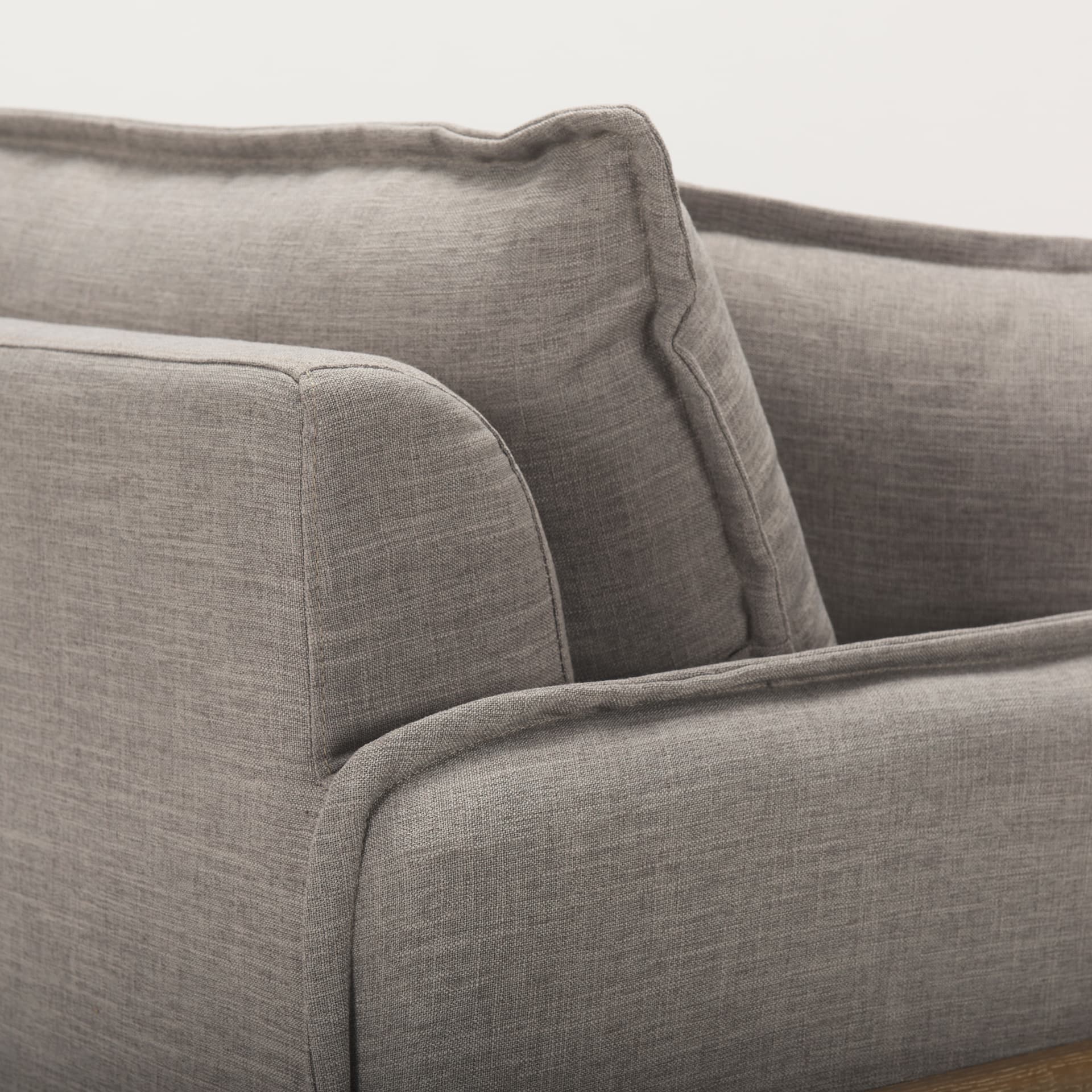 Roy II Flint Gray Upholstered and Brown Wood Frame Arm Chair — product photograph