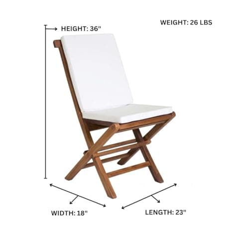 9-Piece Teak Extension Patio Table and Folding Dining Chairs Set - White Cushions — product photograph