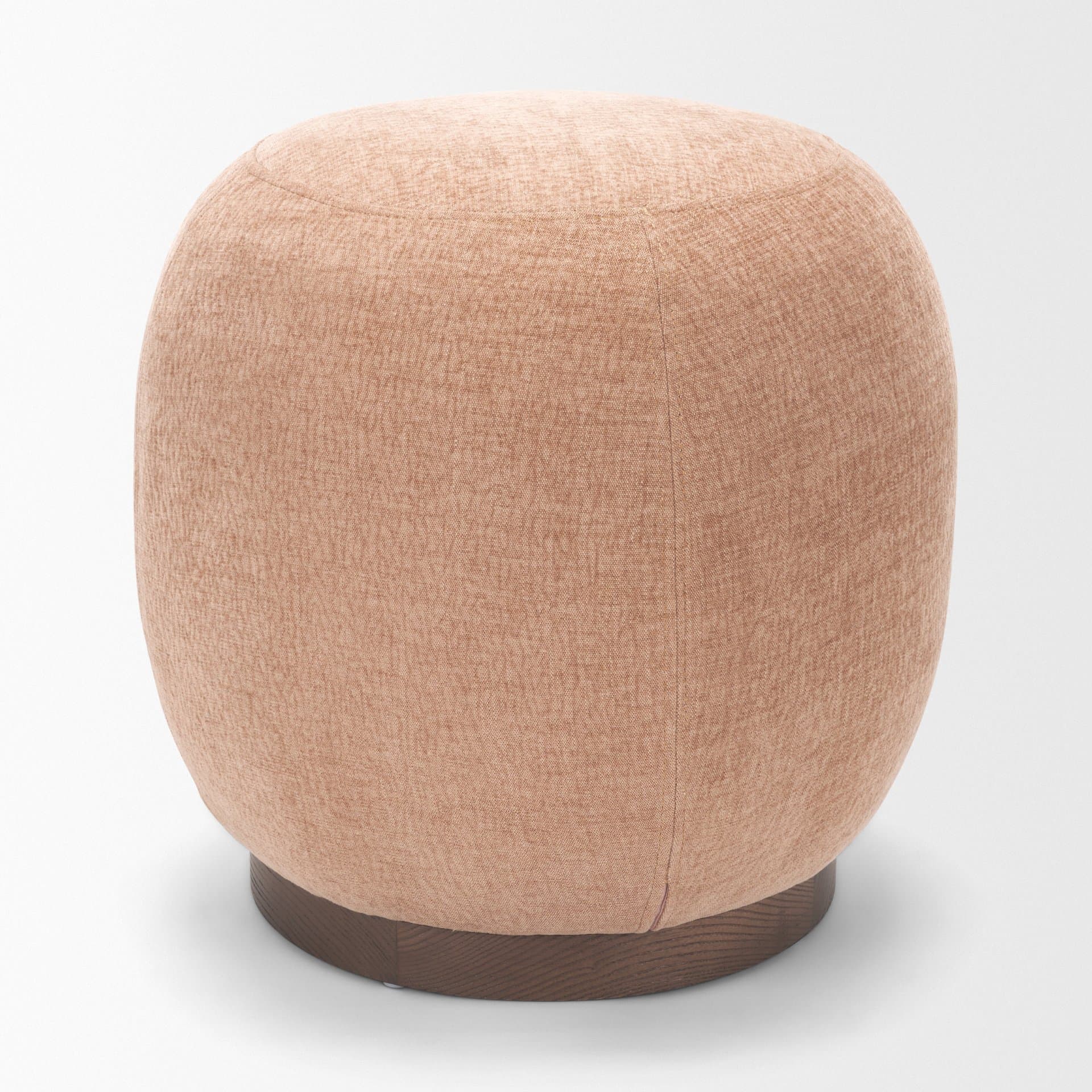 Siren Sienna Fabric w/ Brown Ash Wood Round Accent Stool — product photograph