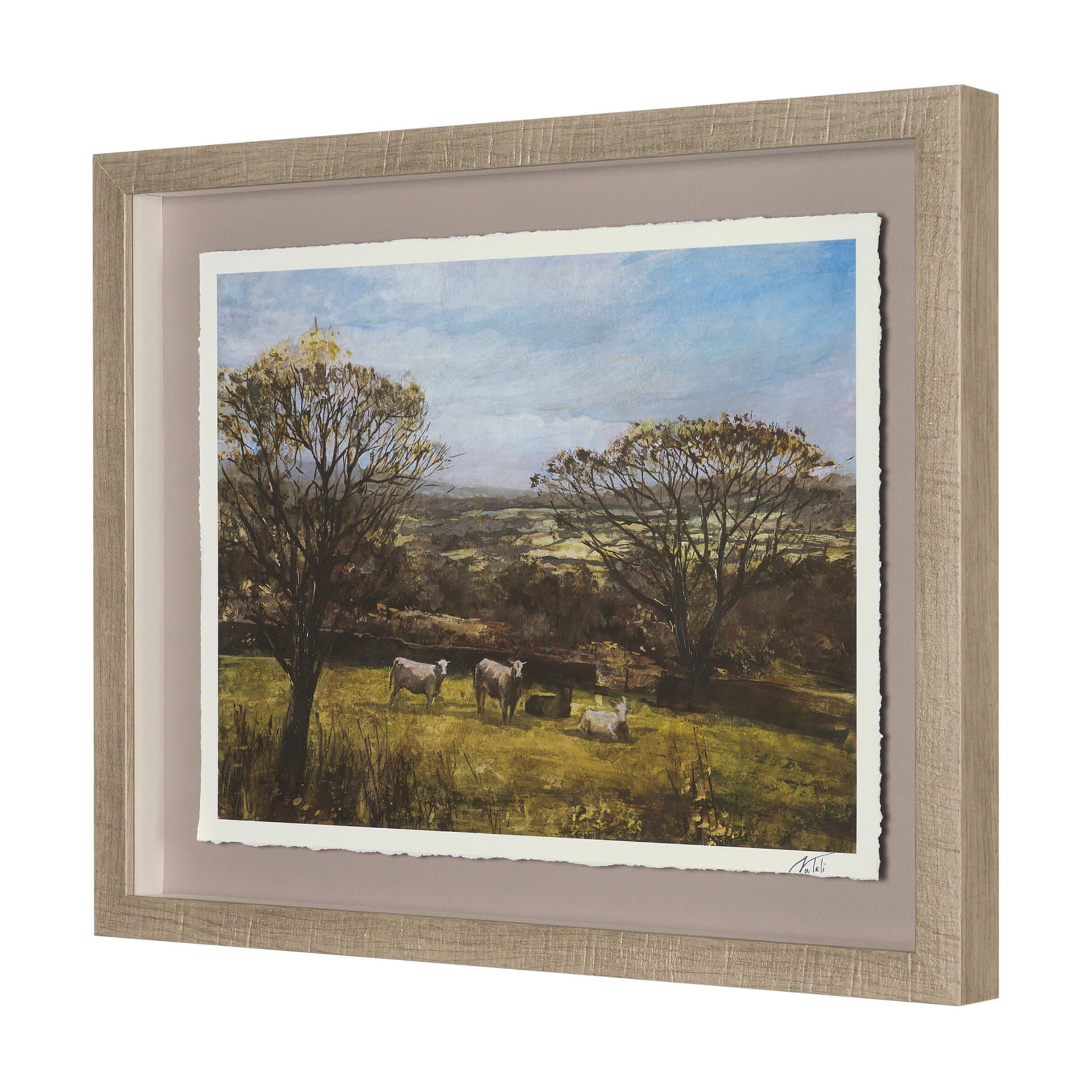 Country View(Set of 6) by Mercana Studio Hand-Embellished Textured Framed Artwork Matted under Glass — product photograph