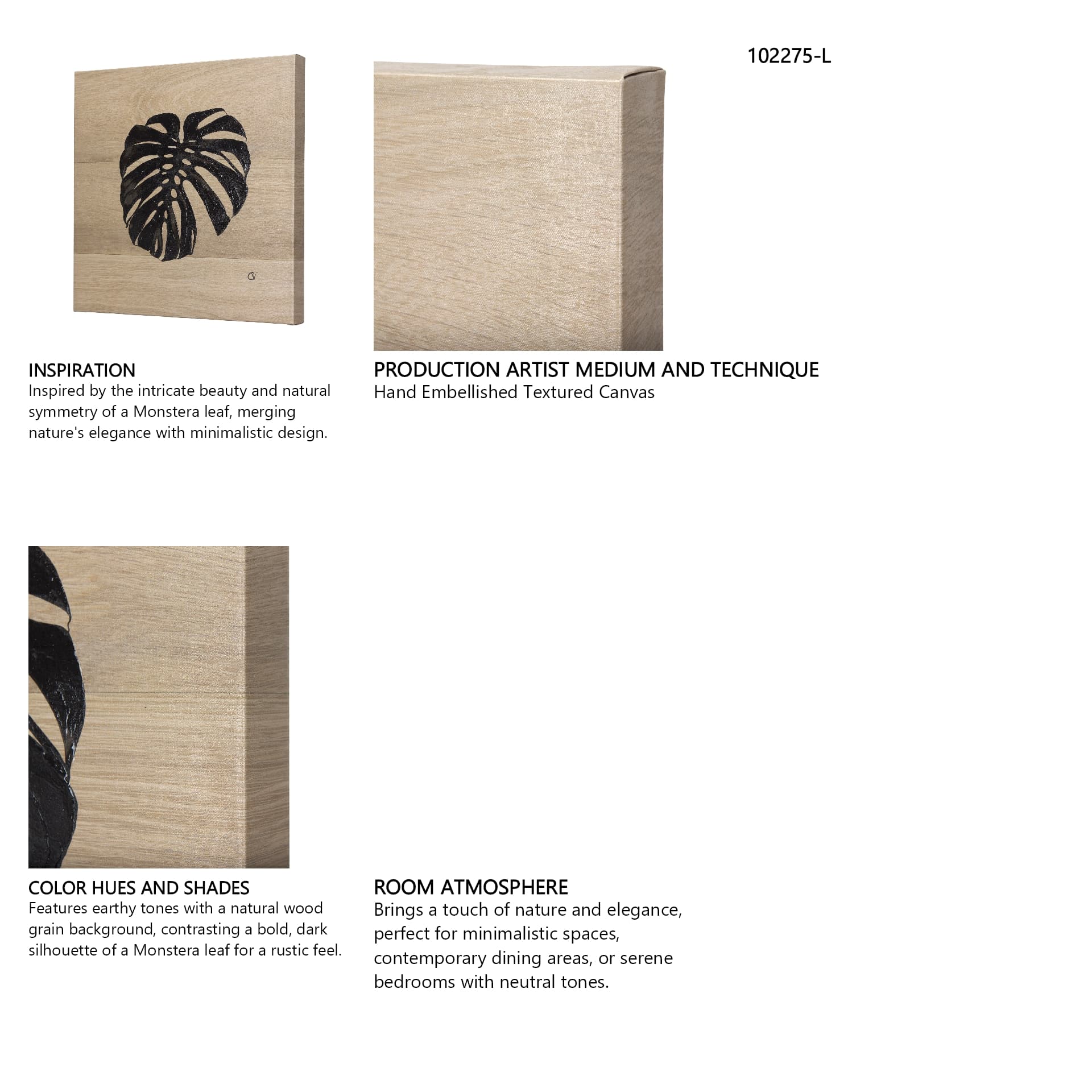 Tropical Leaf I by Mercana Studio a Hand Embellished Textured Canvas — in a styled room
