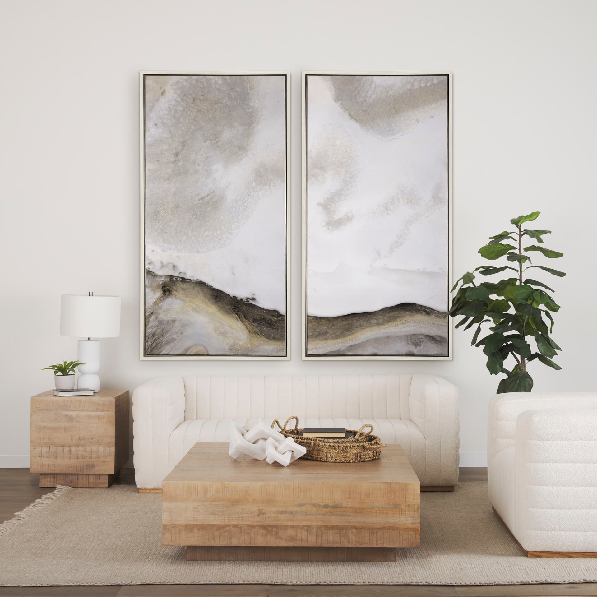 Sandy Waves II by Mercana Studio a Hand Embellished Textured Framed Canvas — in a styled room