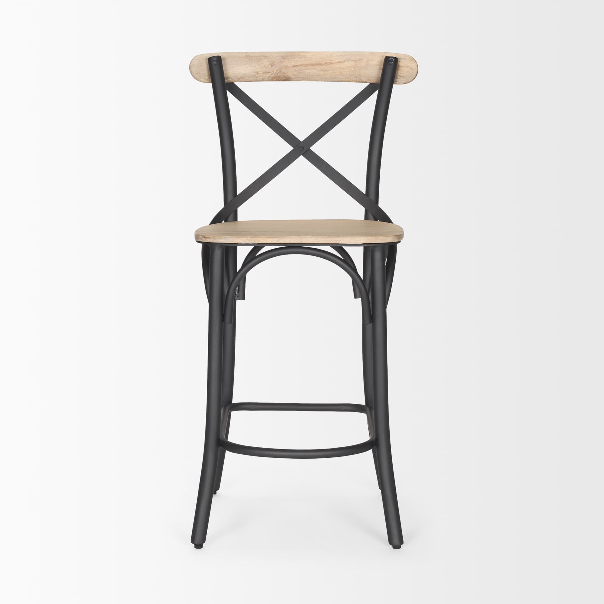 Etienne Low Back 26.25in Seat Counter Stool | Light Brown w/ Metal — product photograph
