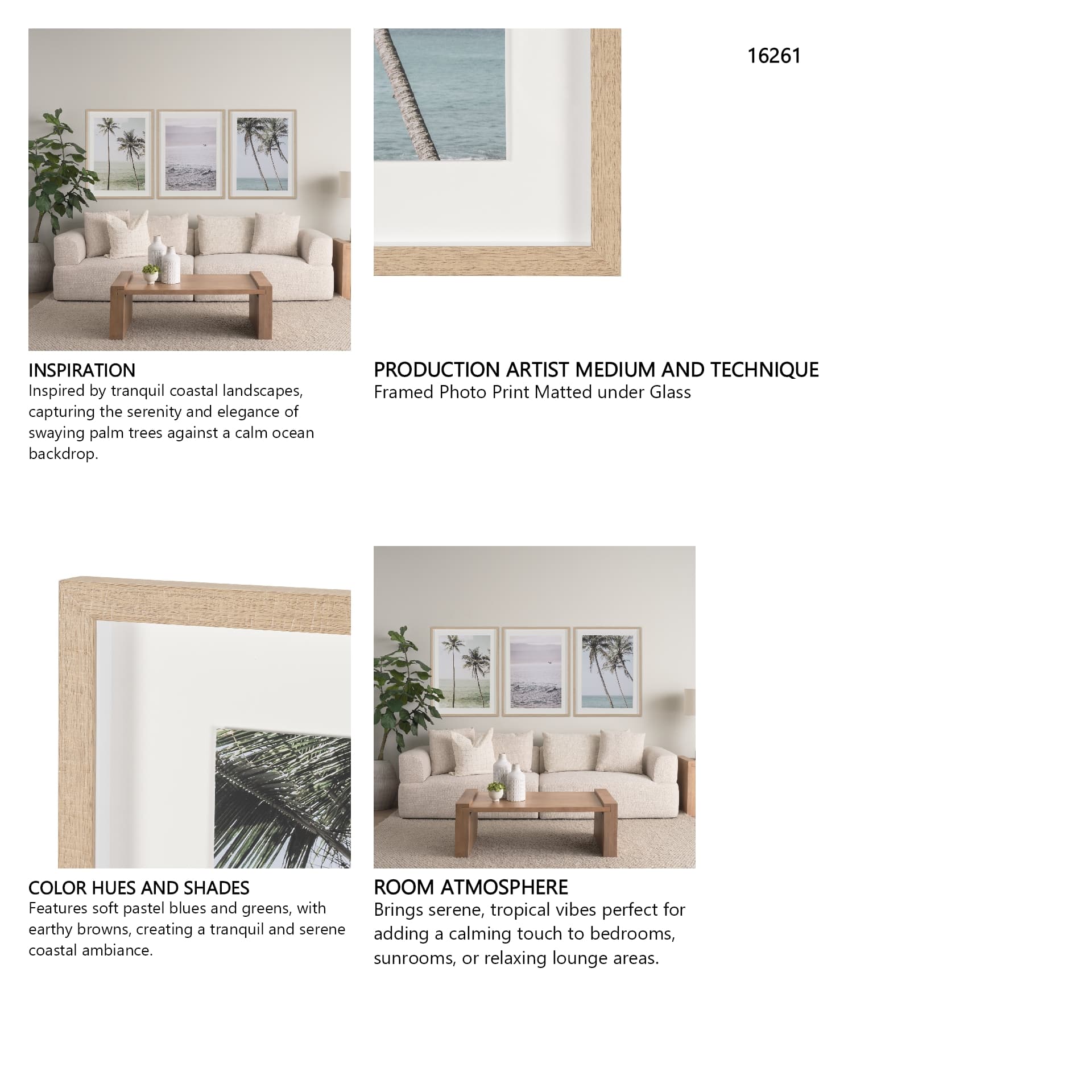 Ocean Breeze Palms by Shot By Clint Framed Photo Print Matted under Glass — in a styled room