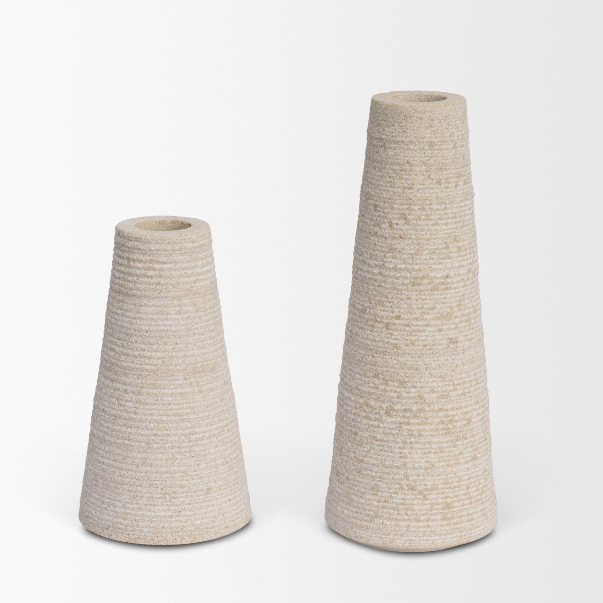 Cono Off-White Marble Cone Shaped Candle Holders (Set of 2) — product photograph