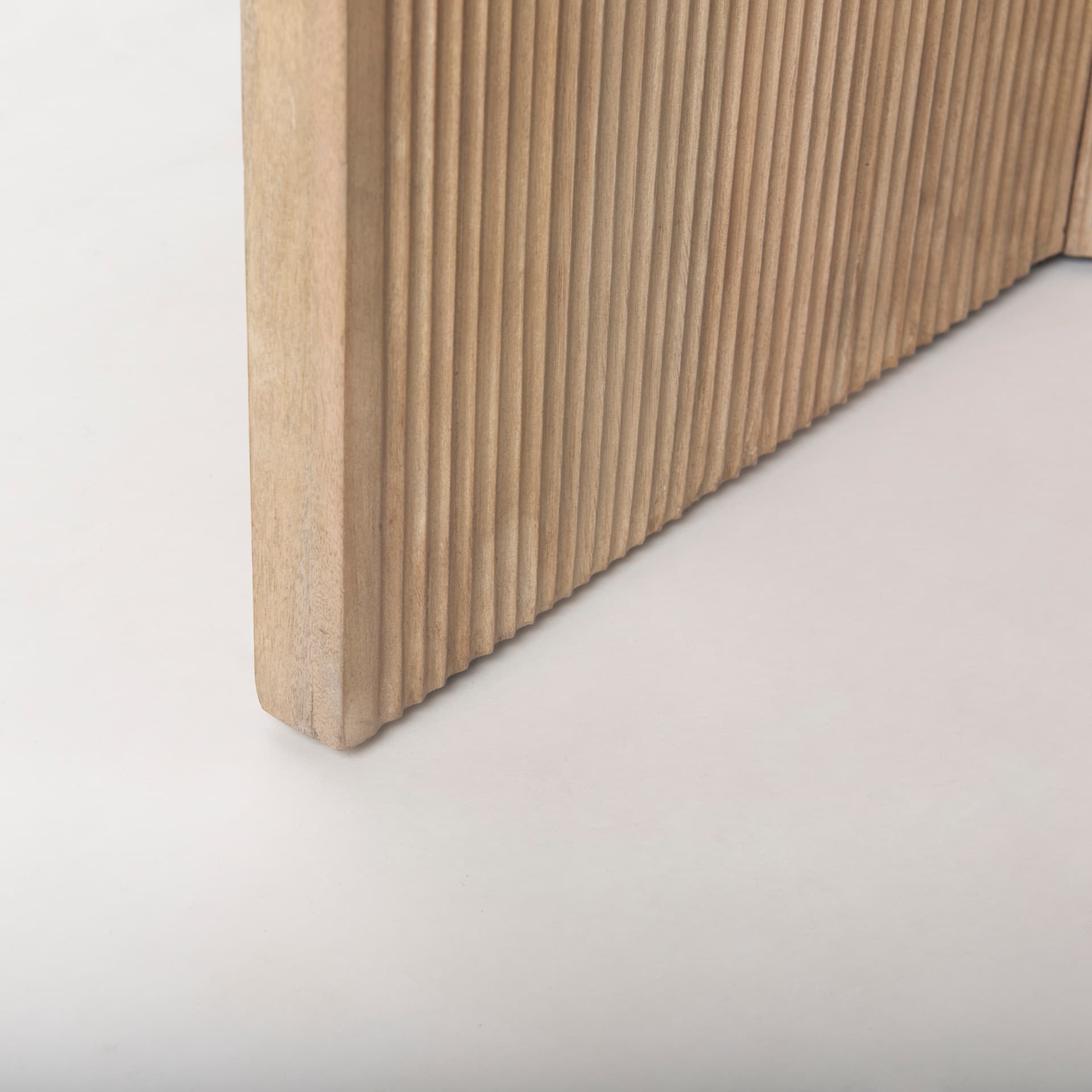 Enzo Marble Tabletop w/ Fluted Light Wood Base Foyer Accent Table — product photograph