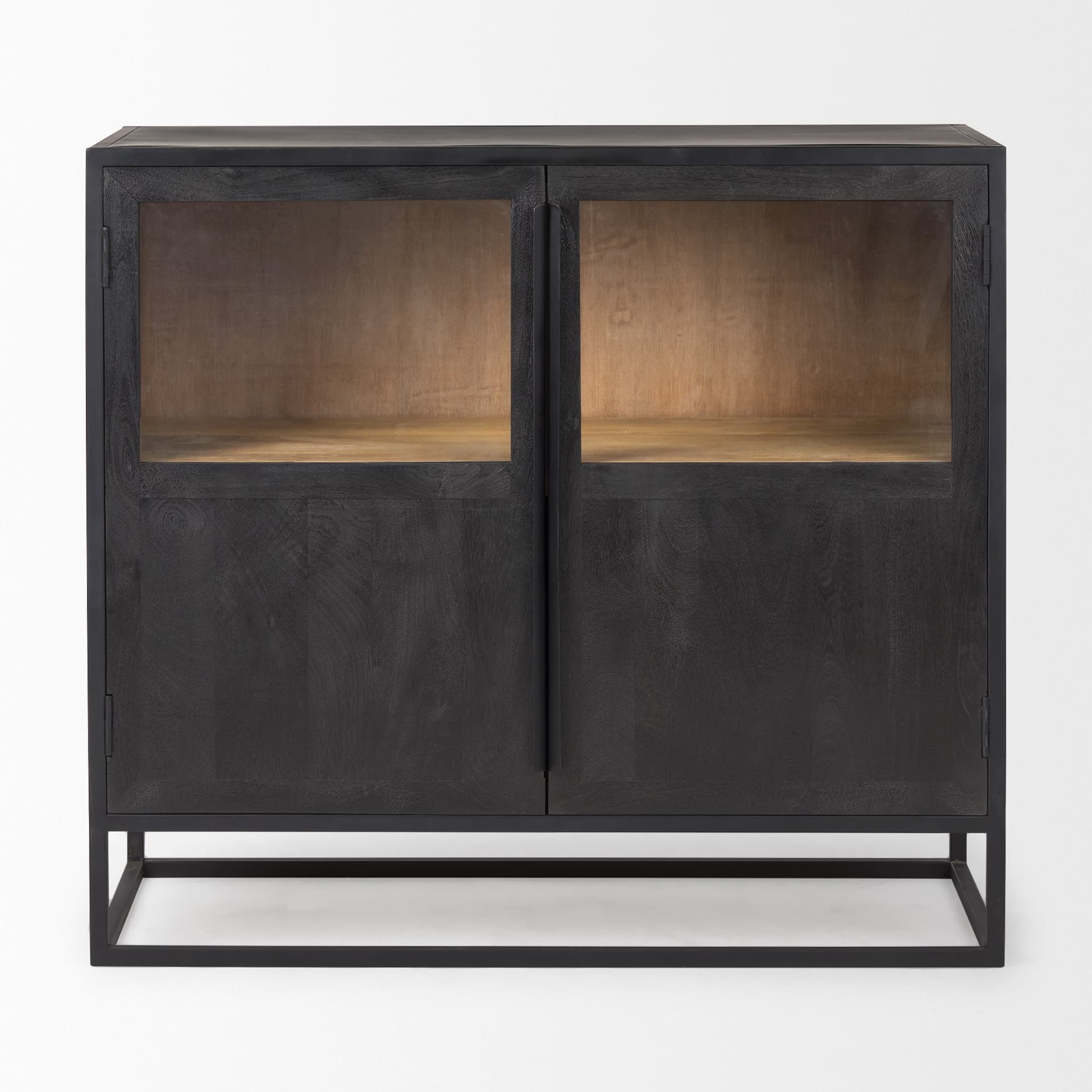Sloan 40.0W Black Wood W/Black Metal Frame Accent Cabinet — product photograph