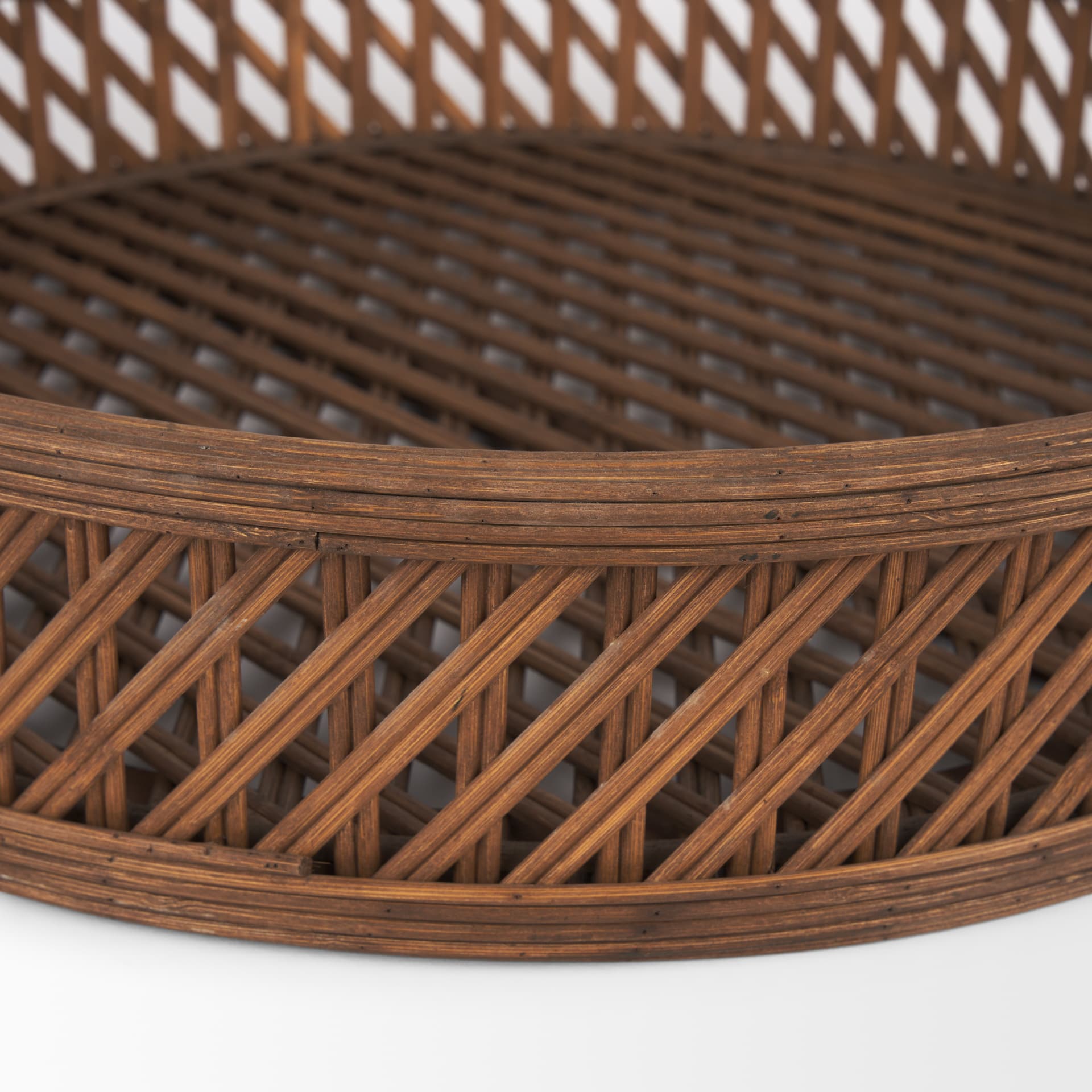 Thala Medium Brown Round Wicker Tray (Set of 2) — product photograph