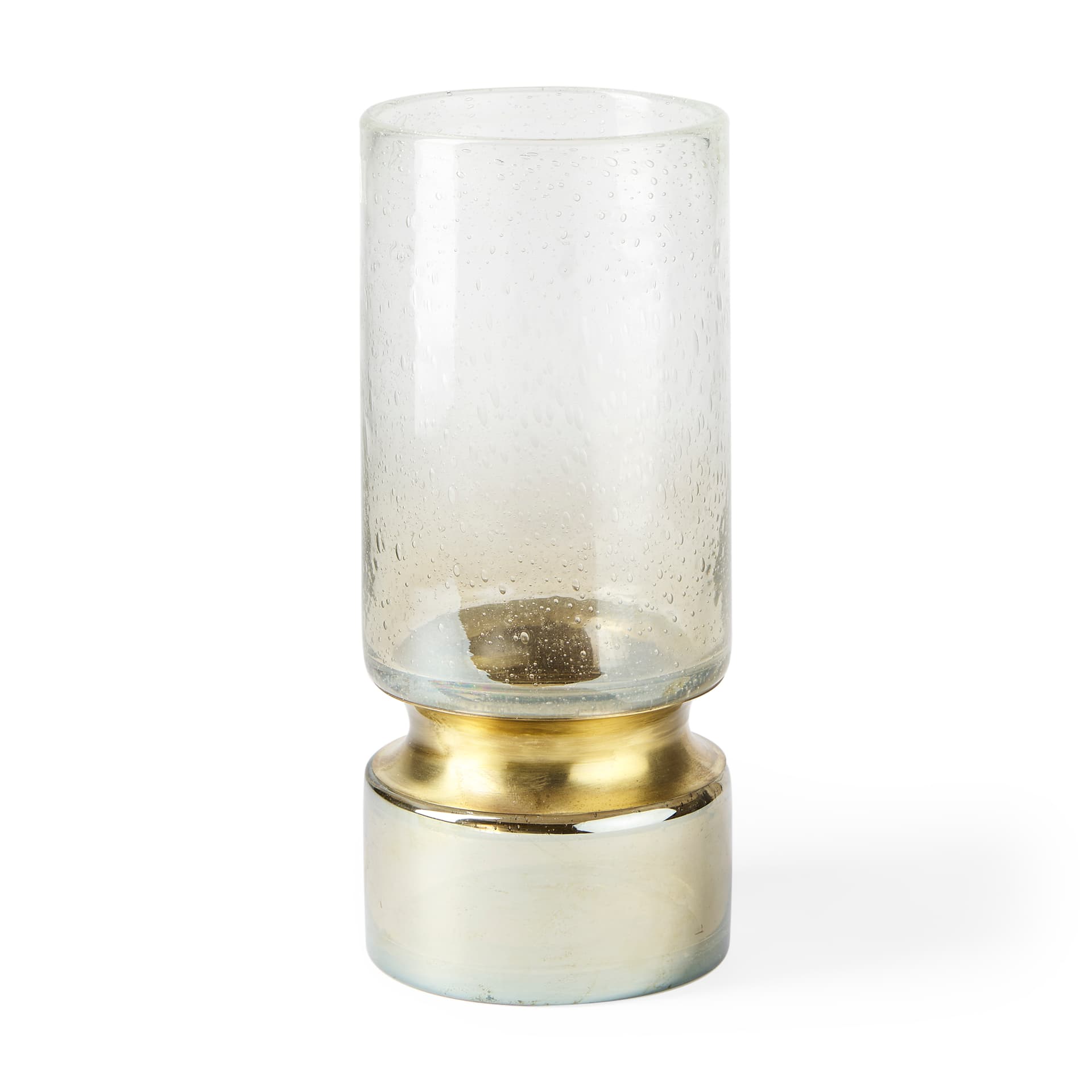 Adriatic I Small Brushed Gold Metal Glass Vase — product photograph