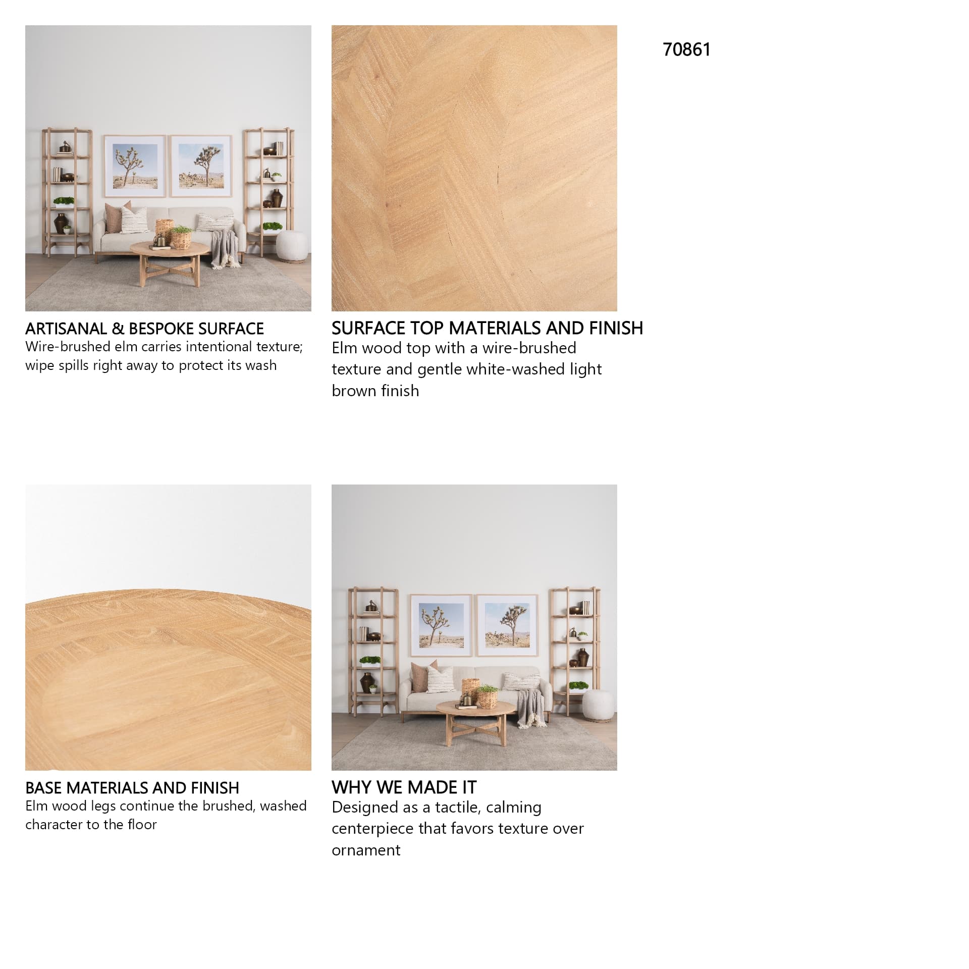 Taylin Light Brown Wood Round Coffee Table — in a styled room