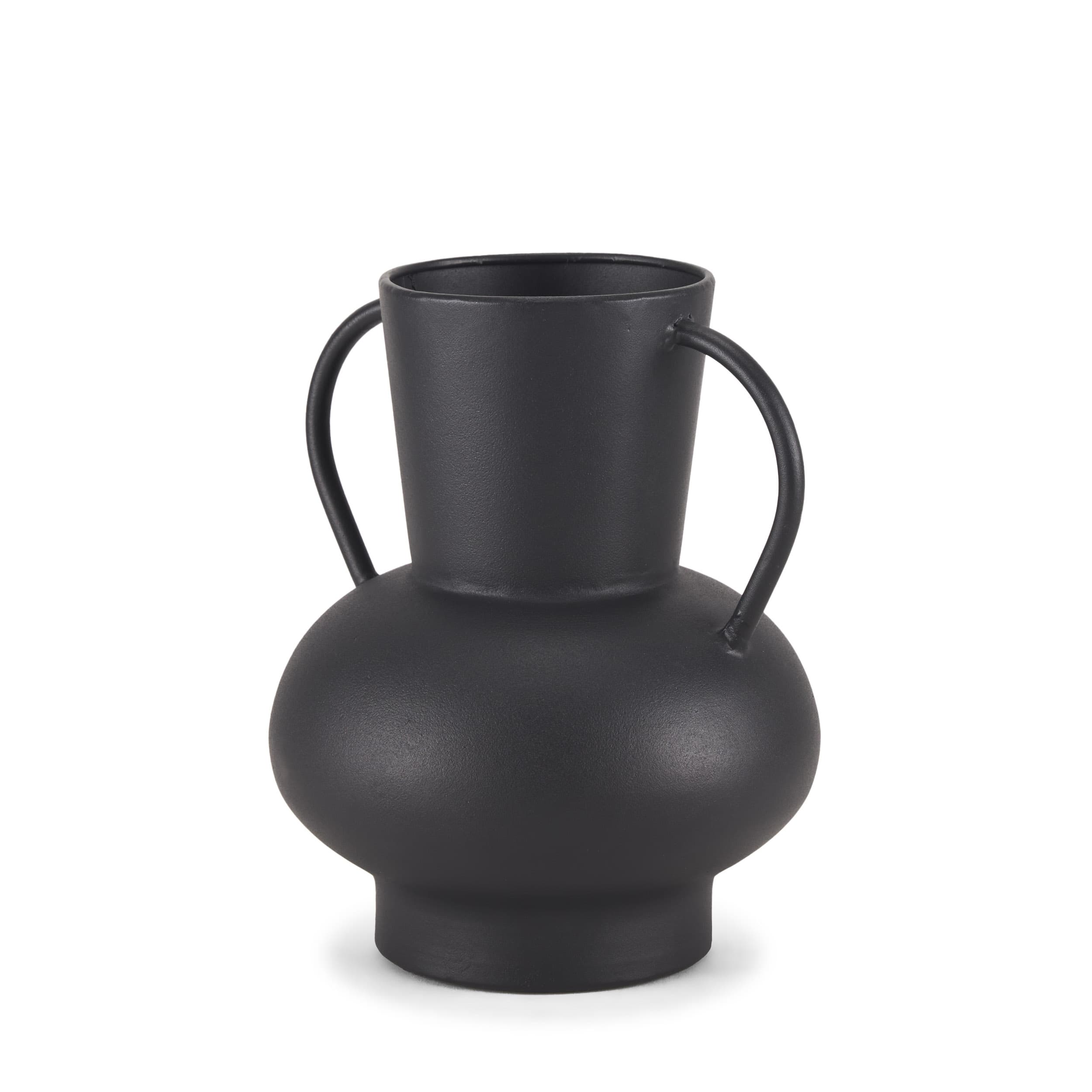 Tasya Small Matte Black Metal Vase — product photograph