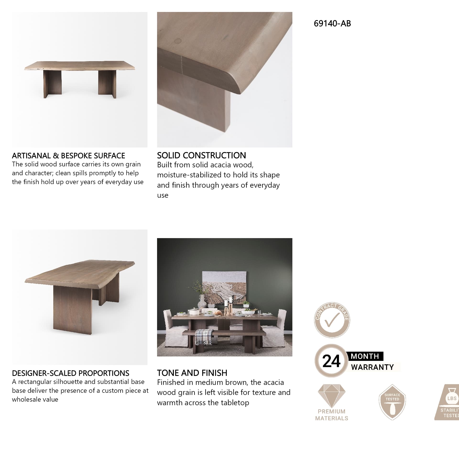 Konstantin 94"L x 40"W Rectangular Dining Table | Modern | Med Brown Wood | Seats 8 — in a styled room