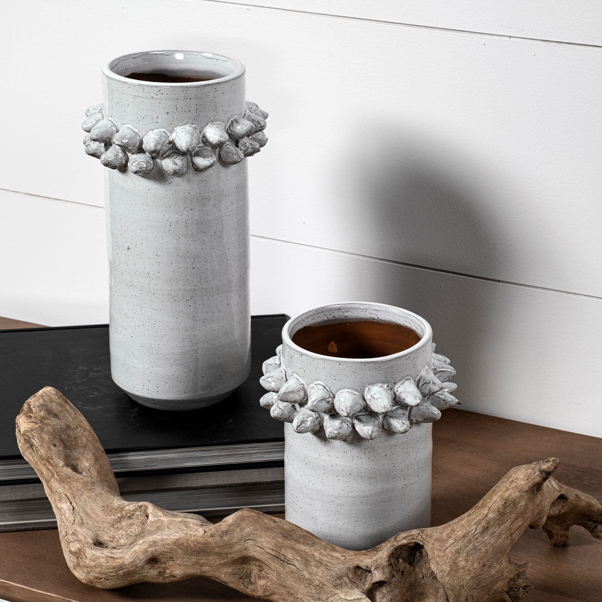 Farmhampton Large Gray Spoked Ceramic Vase — product photograph