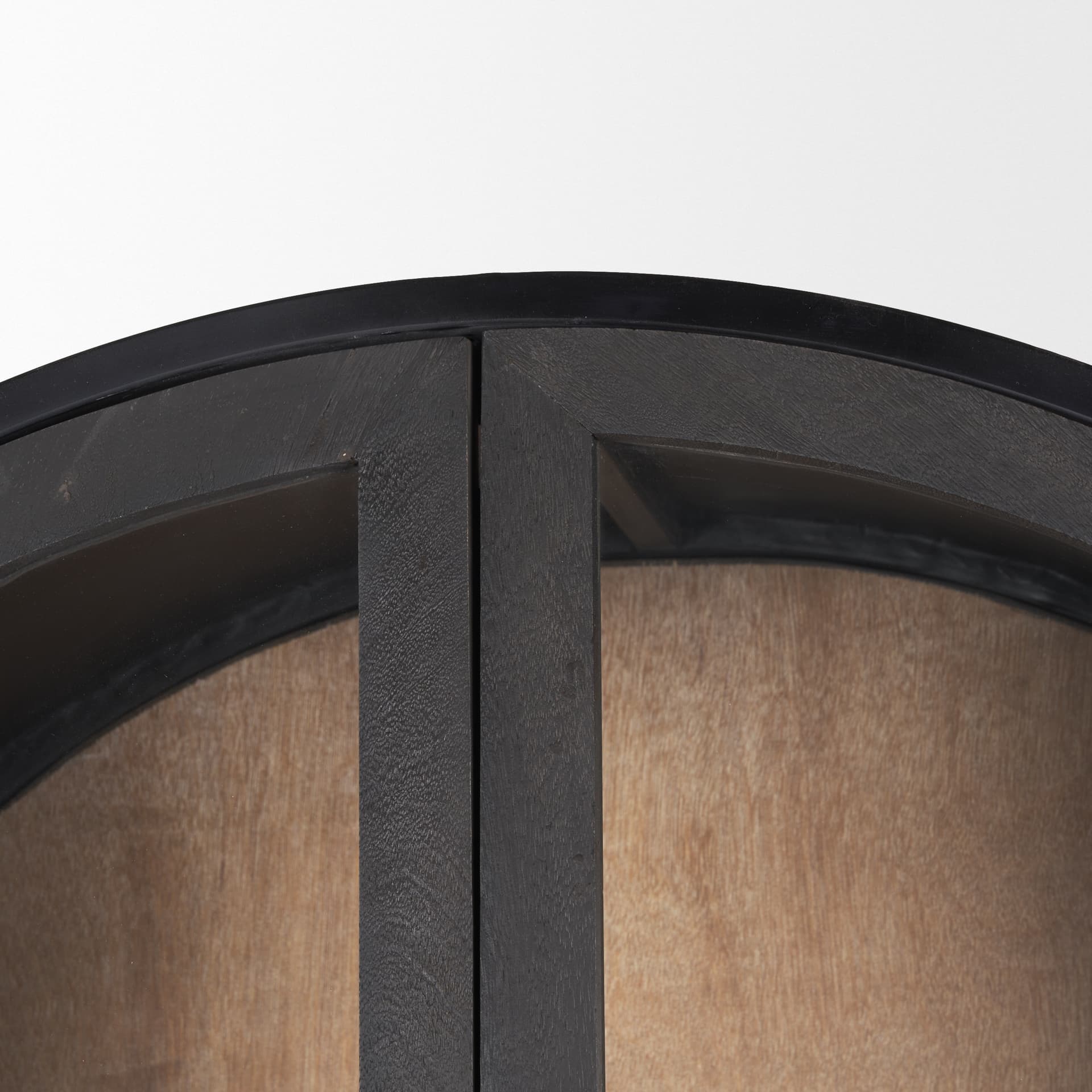 Sloan 42W x 80H Black Wood W/Black Metal Frame Arched Cabinet — product photograph