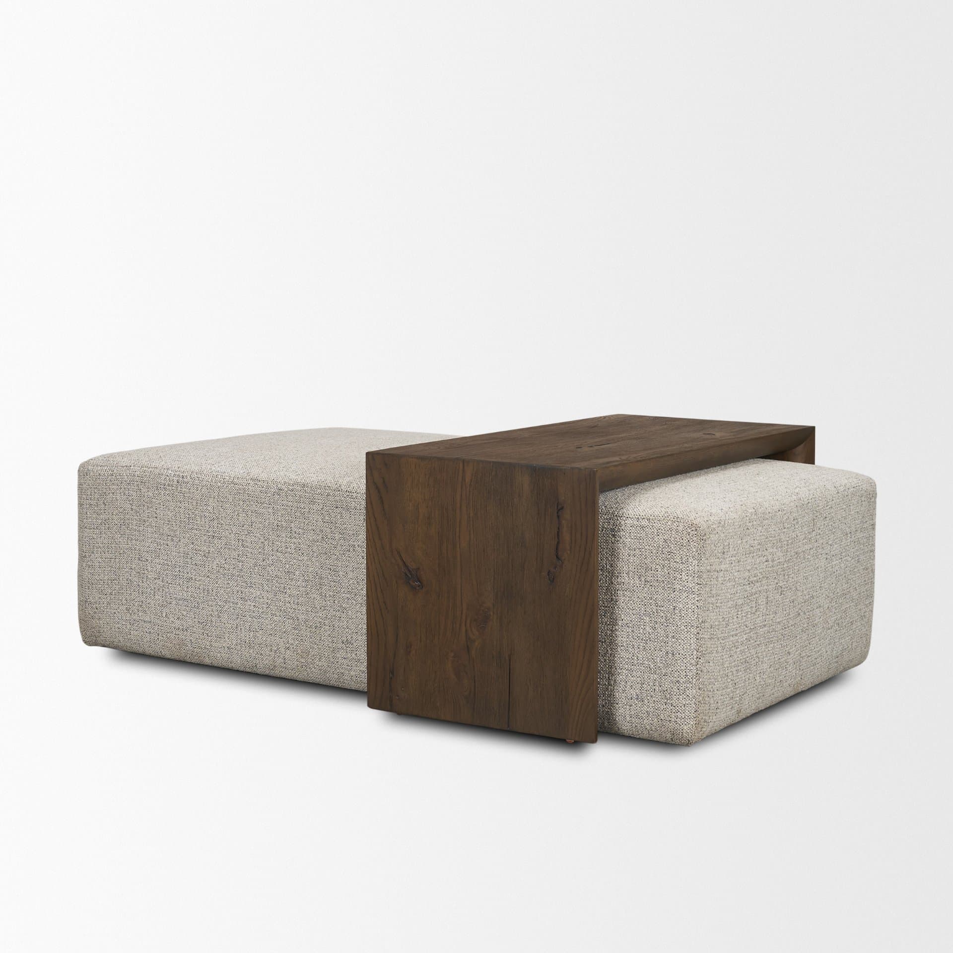 Trayden Gray Fabric w/ Brown Slider Top Coffee Table 55.0X 37.0X 46.0 (cm) — product photograph