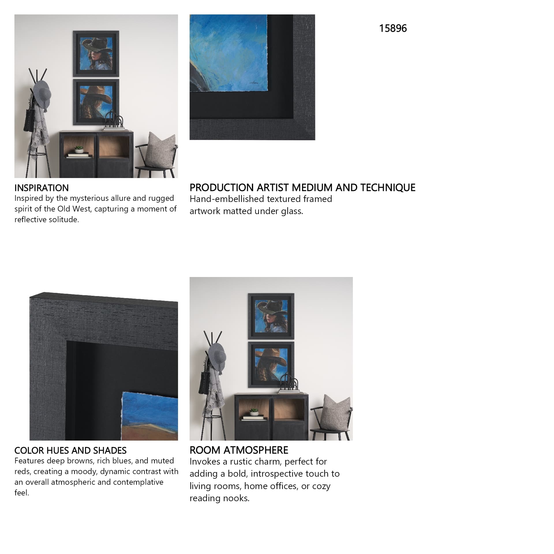 Round Up III by Mercana Studio Textured Framed Artwork Matted under Glass — in a styled room