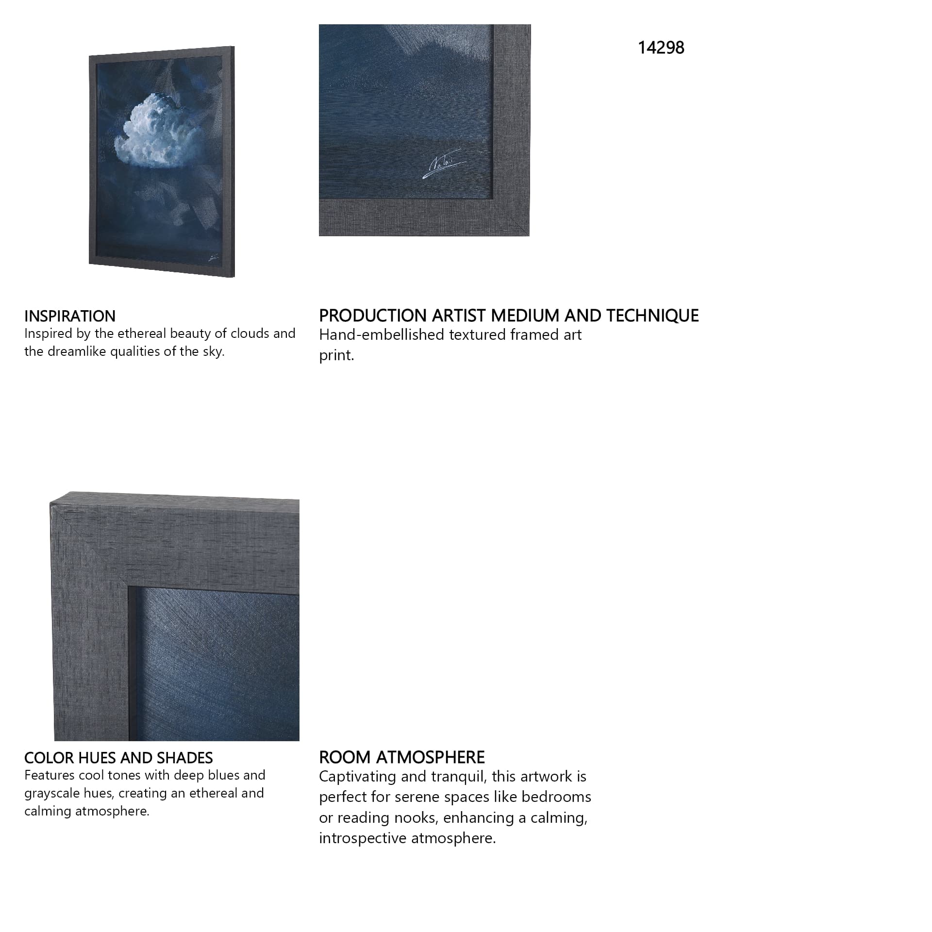 Night cloud I by Mercana Studio a Hand Embellished Textured Framed Art Print — in a styled room