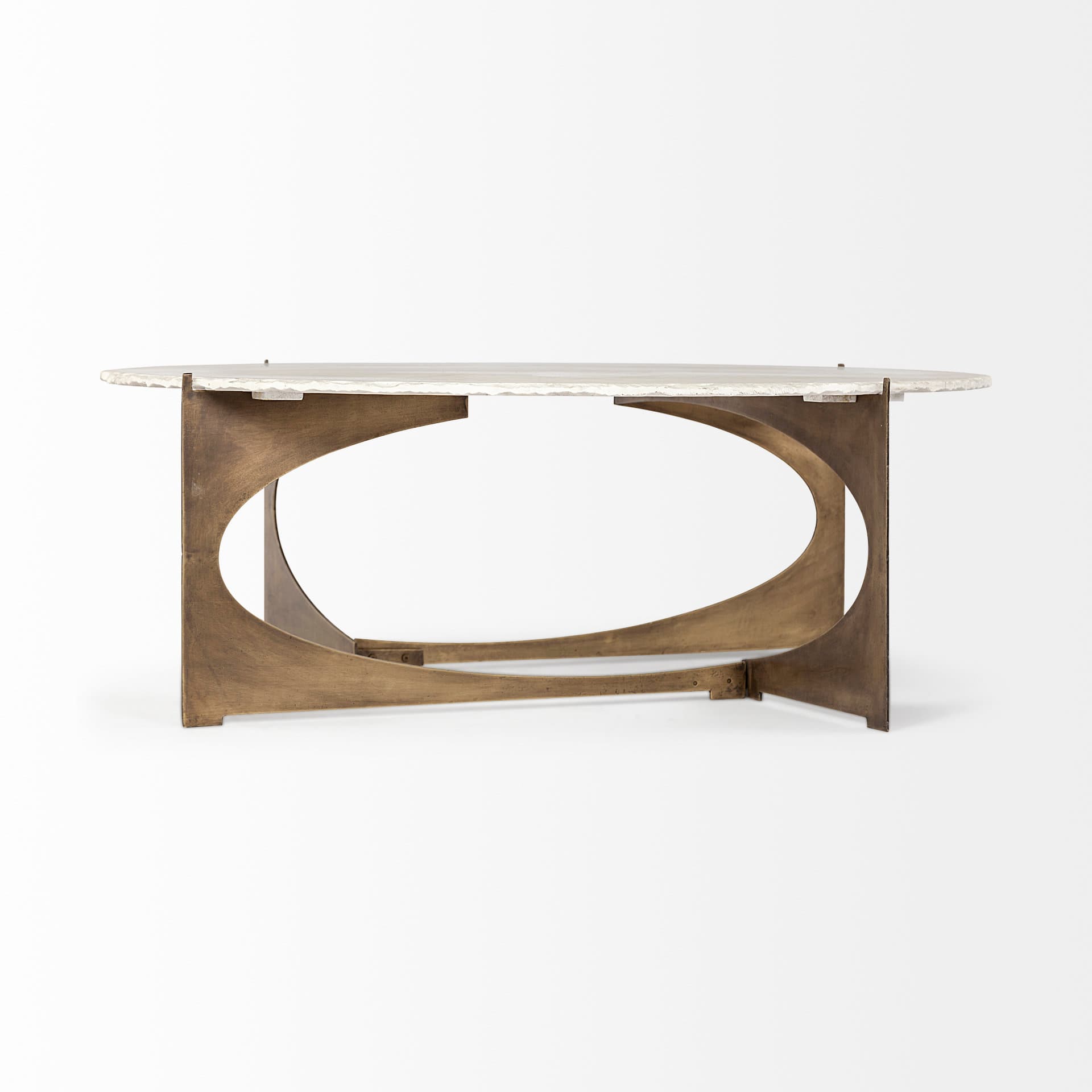 Reinhold 49" Round White Marble Top Gold Metal Base Coffee Table — product photograph