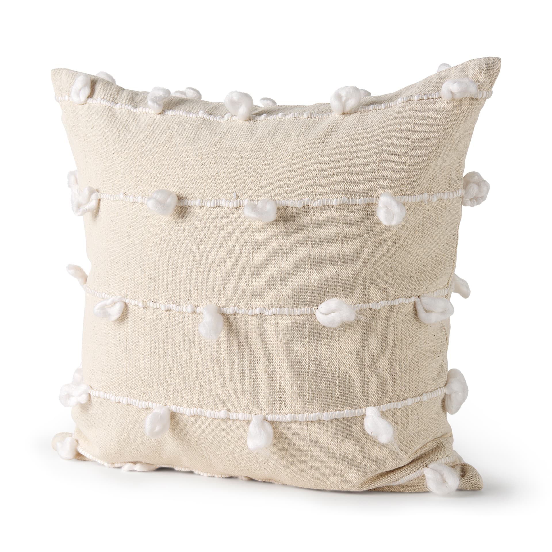 Erica 20x20 Cream With White Detail Pillow Cover w/Non-Allergen Filler — product photograph