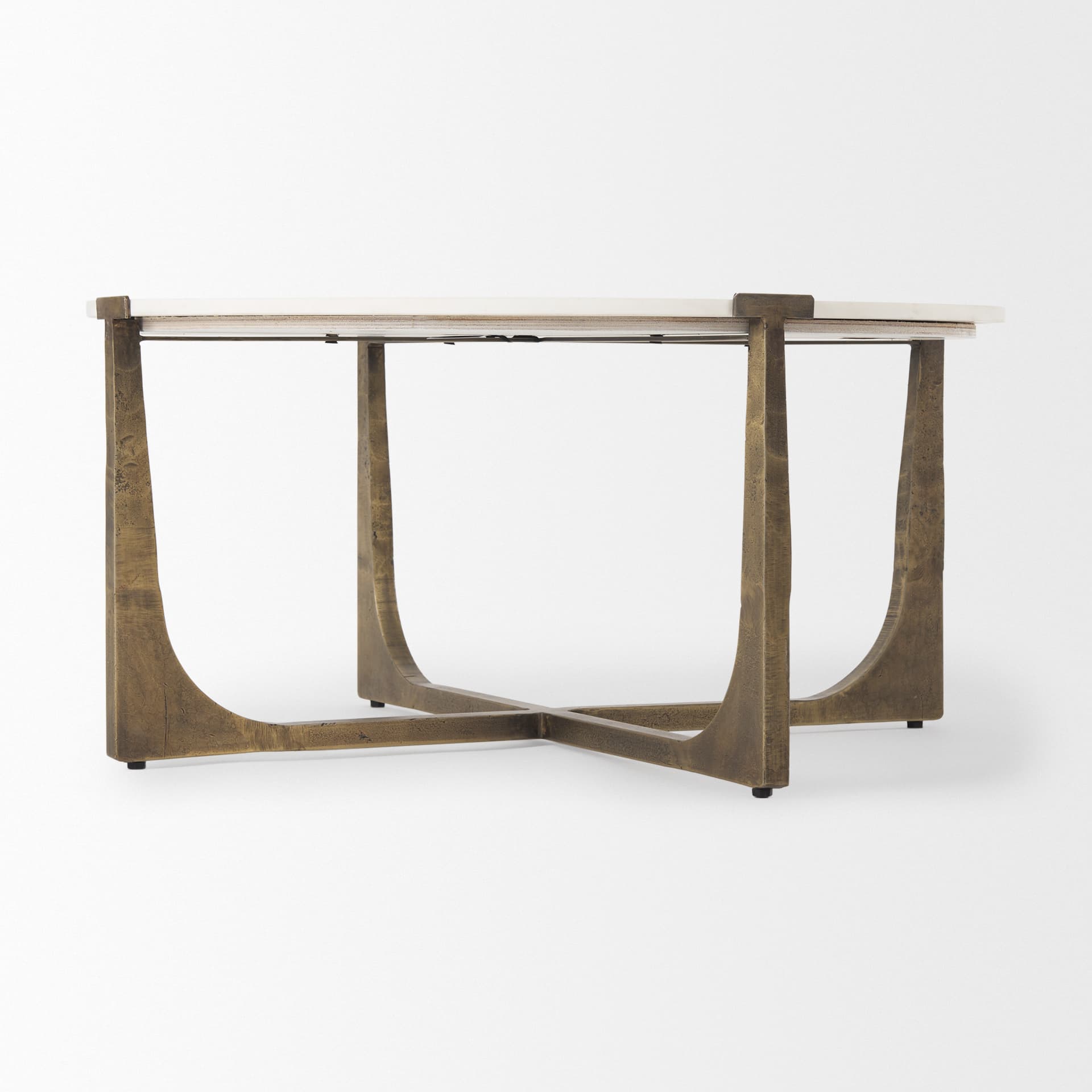 Atticus Marble and Antiqued Gold Metal Coffee Table — product photograph