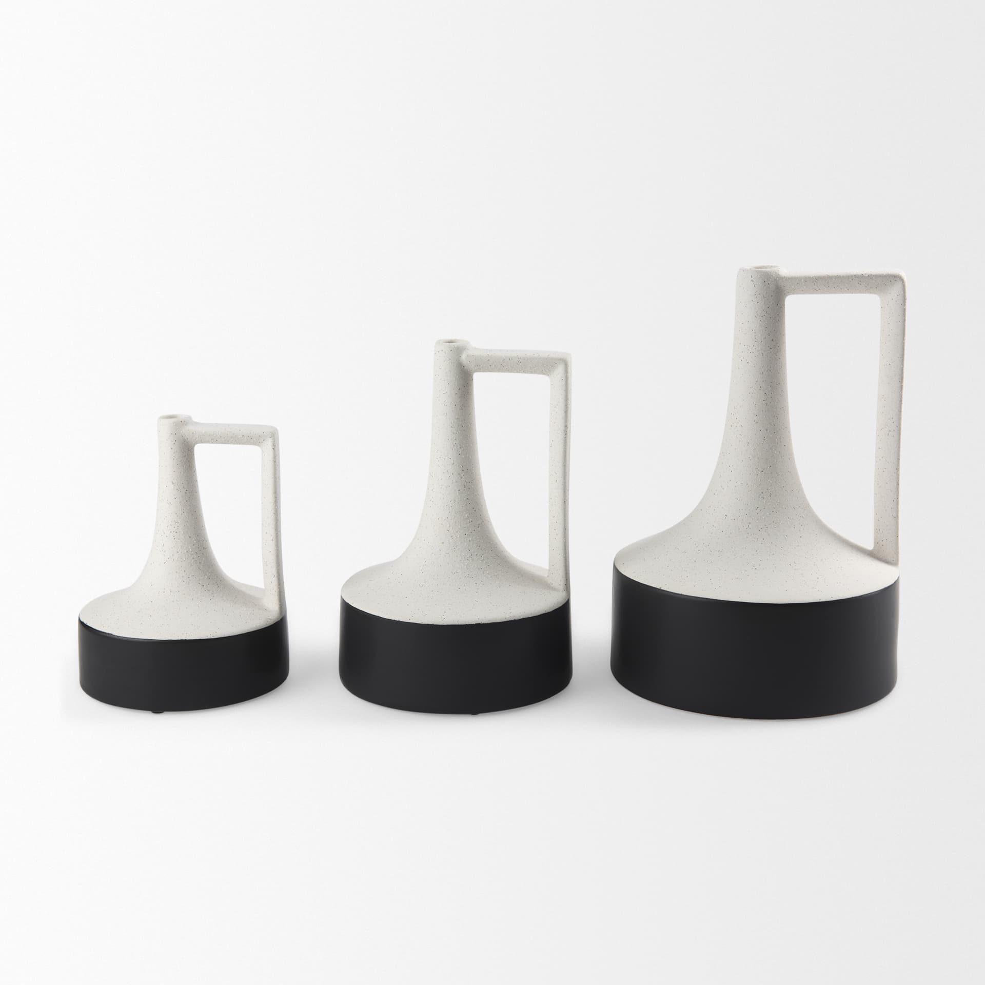 Burton 11.6H Medium White and Black Ceramic Jug Vase — product photograph