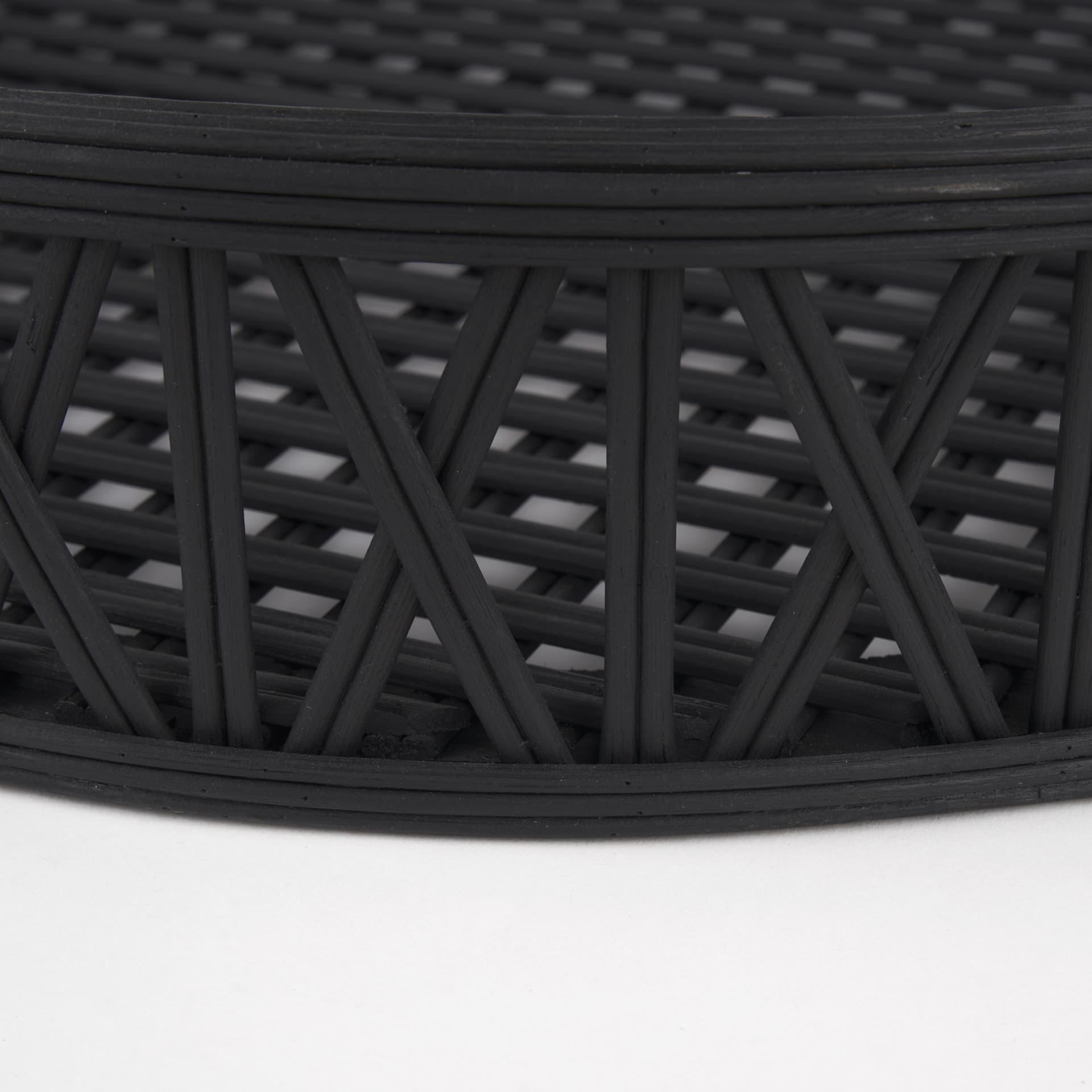 Thea Matte Black Wicker Trays (Set of 2) — product photograph