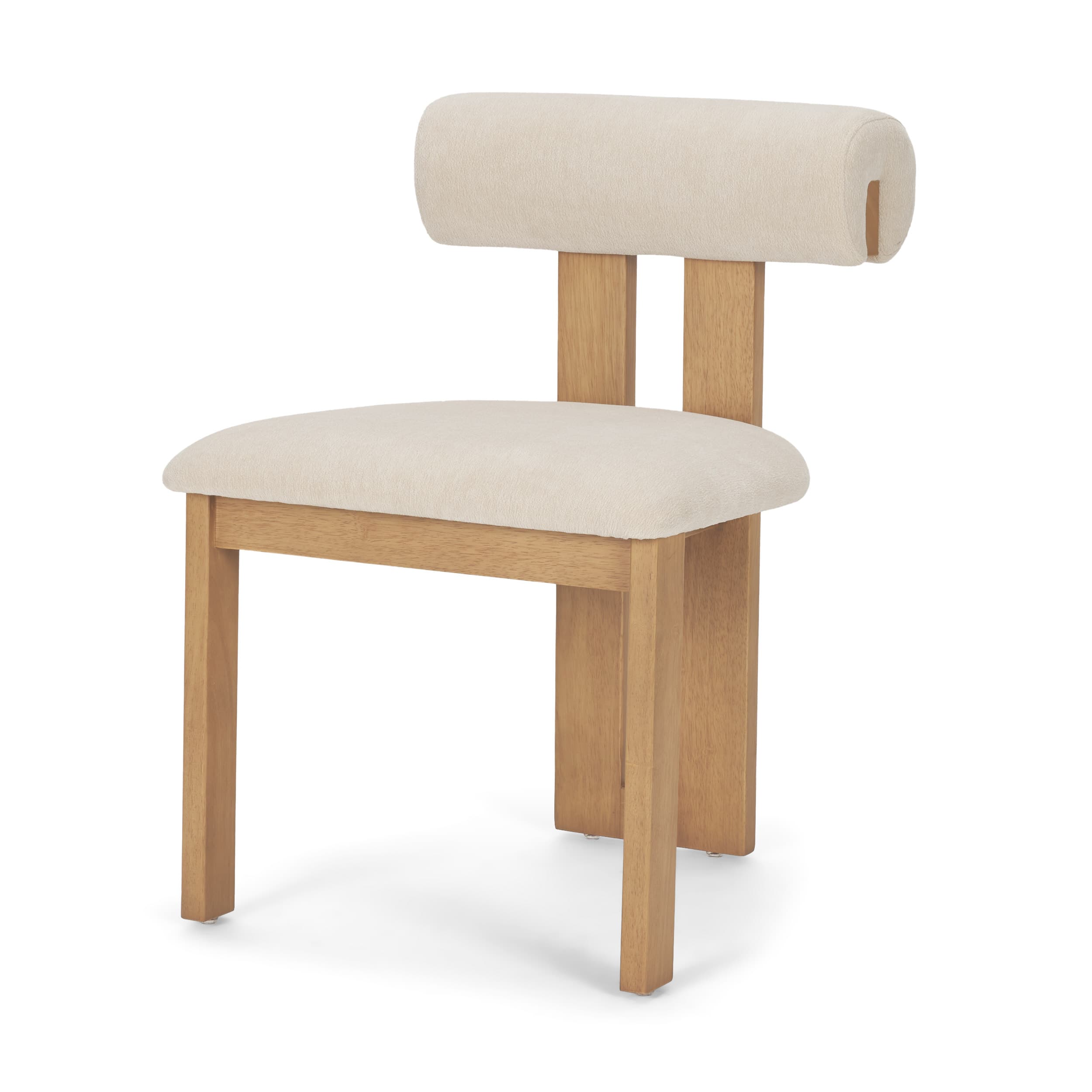 Tribeca Open Back Dining Side Chair | Cream Chenille w/ Brown Wood — product photograph