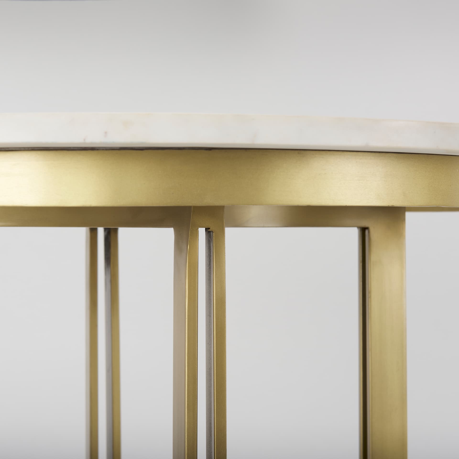Tanner 32"L x 32"W Pedestal Dining Table | White Marble & Matte Gold | Seats 2 — product photograph