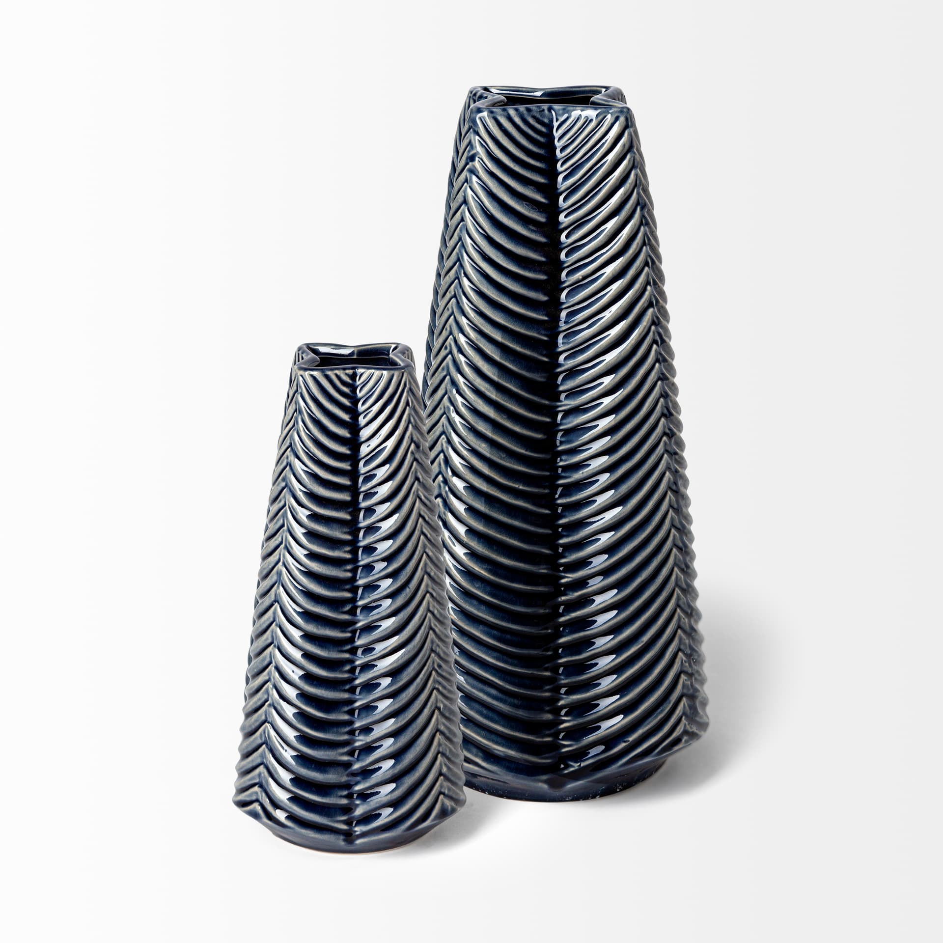 Bashir II Large Dark Navy Gloss Ceramic Vase — product photograph