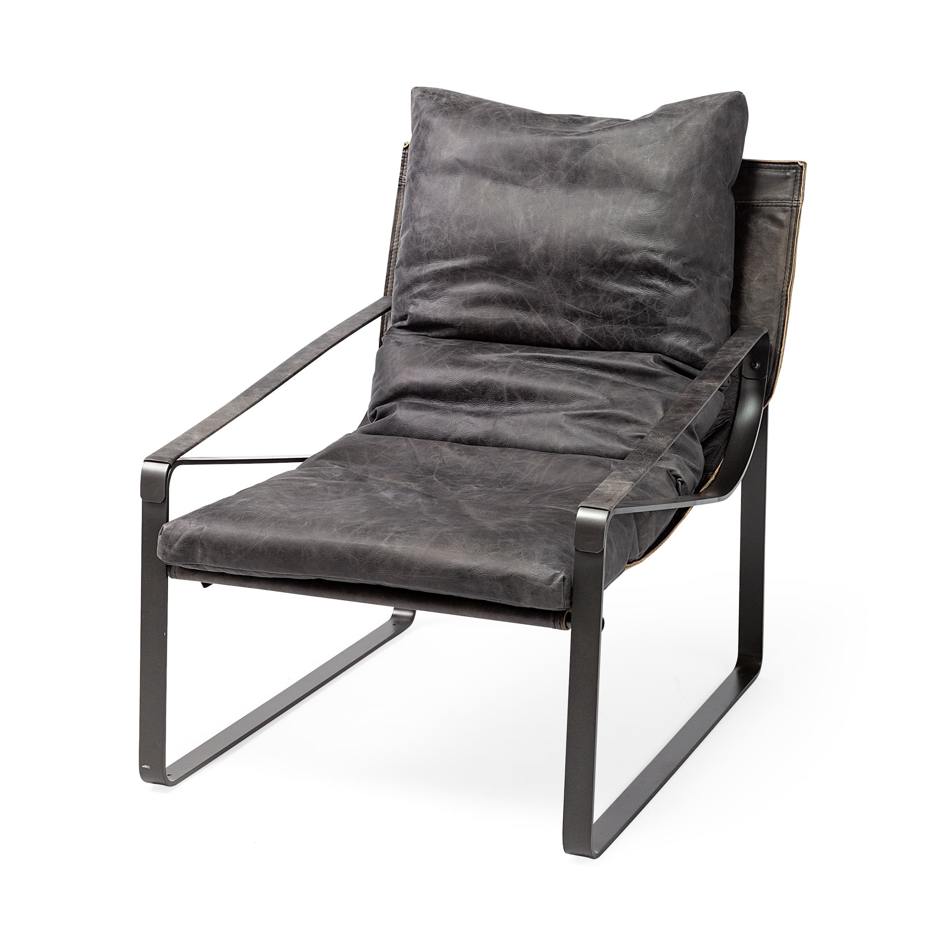 Hornet II Black Leather Body Metal Frame Accent Chair — product photograph