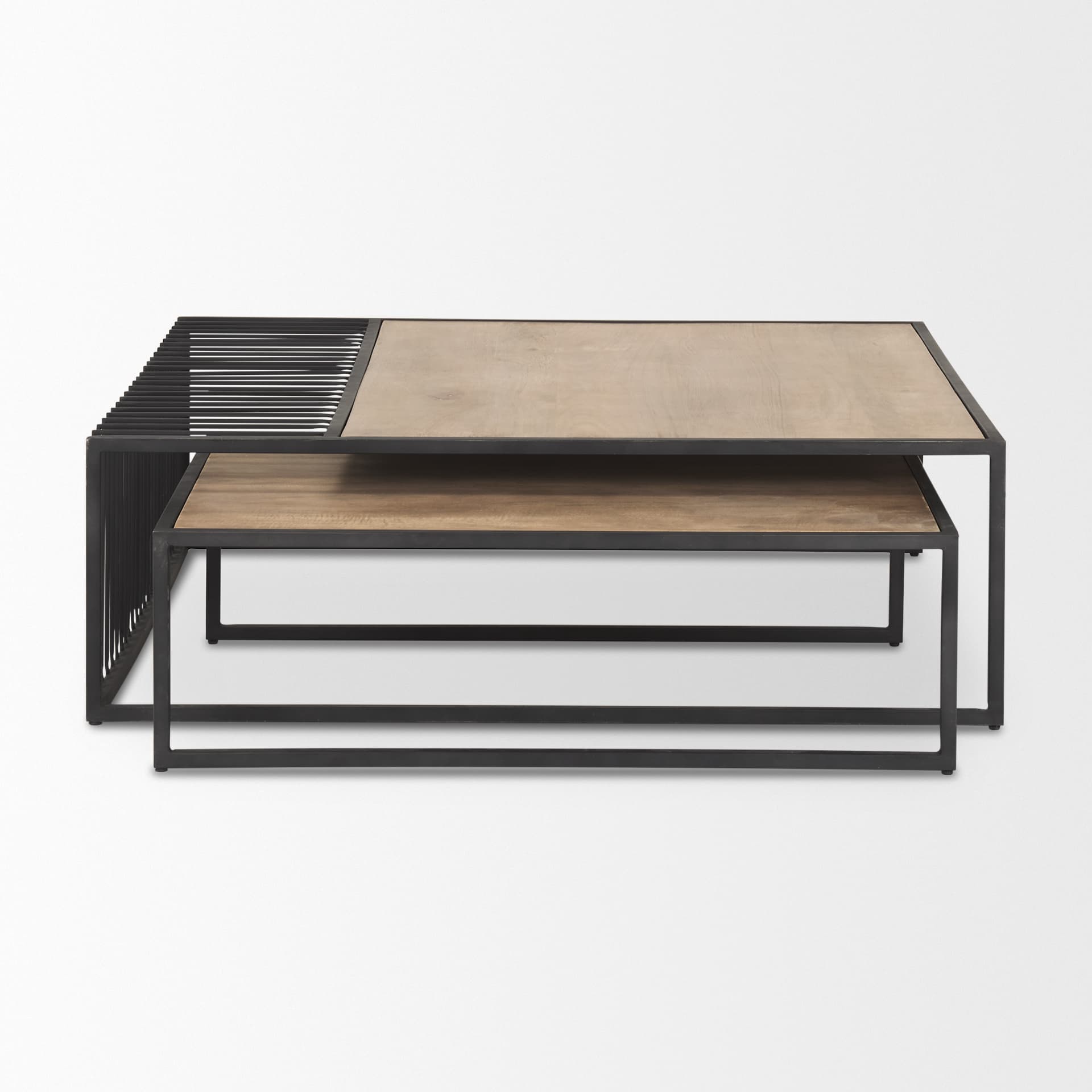 Miles Black Metal w/ Light Wood Nesting Coffee Table — product photograph