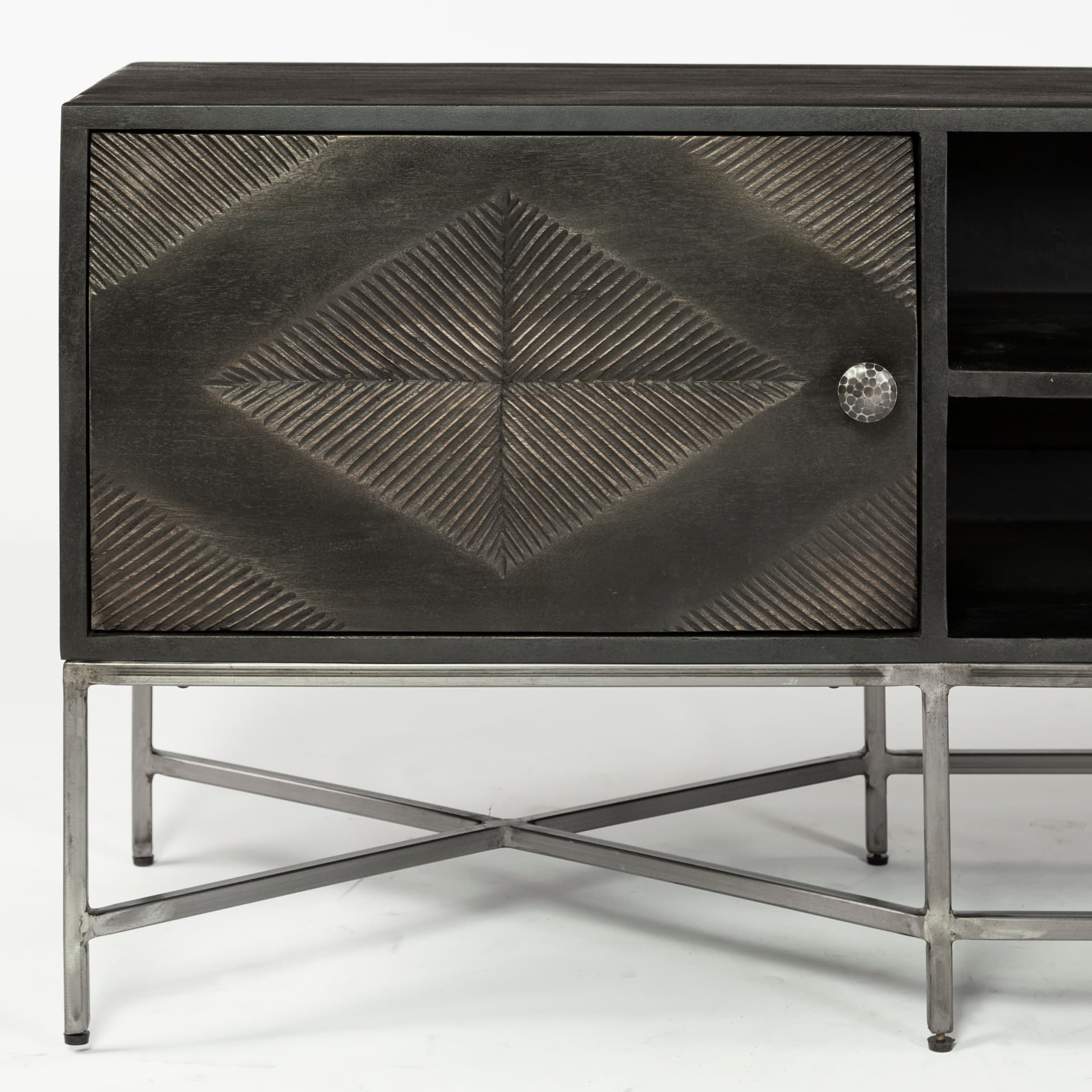 Hogarth I Dark Brown Solid Wood TV Stand Media Console with Storage, TV up to 81" — product photograph