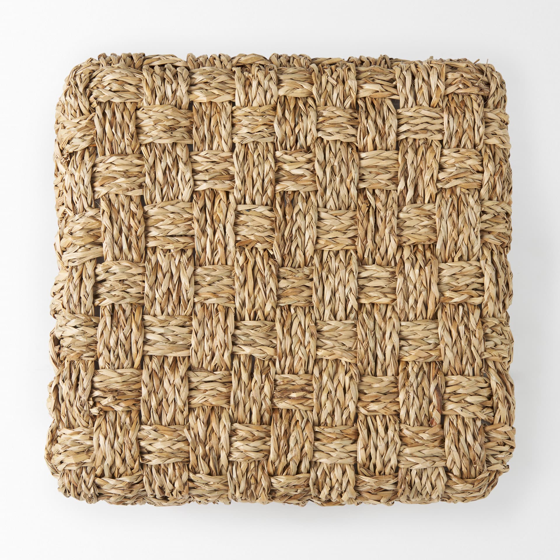 Adele 17.7L x 17.7W x 17.7H Medium Brown Seagrass Woven Square Pouf — product photograph