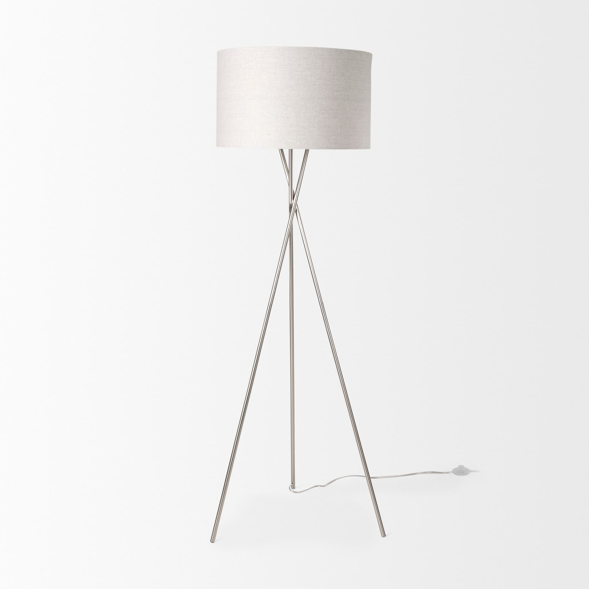 Ambrose 20.0L x 20.0W x 61.8H Silver Metal W/Beige Fabric Shade Floor Lamp — product photograph