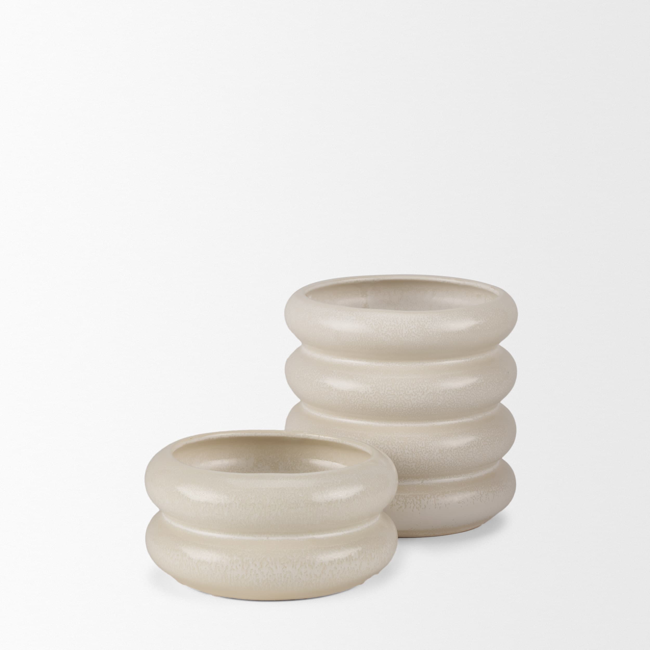 Twyla Tall Cream Glazed Ring Pot — product photograph