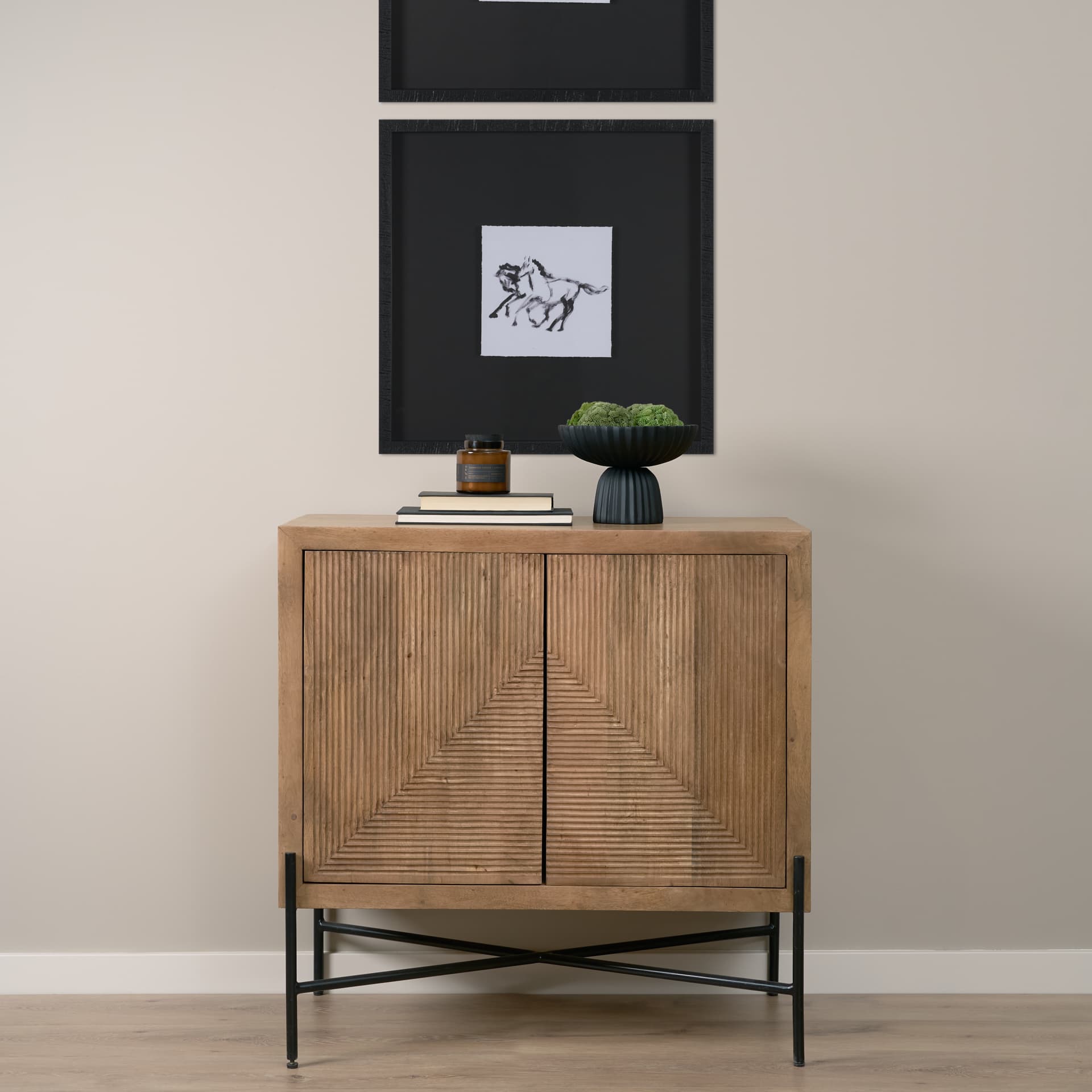 Cairo 36.0L x 19.5W x 36.0H 2 Door Wood and Metal Cabinet — product photograph