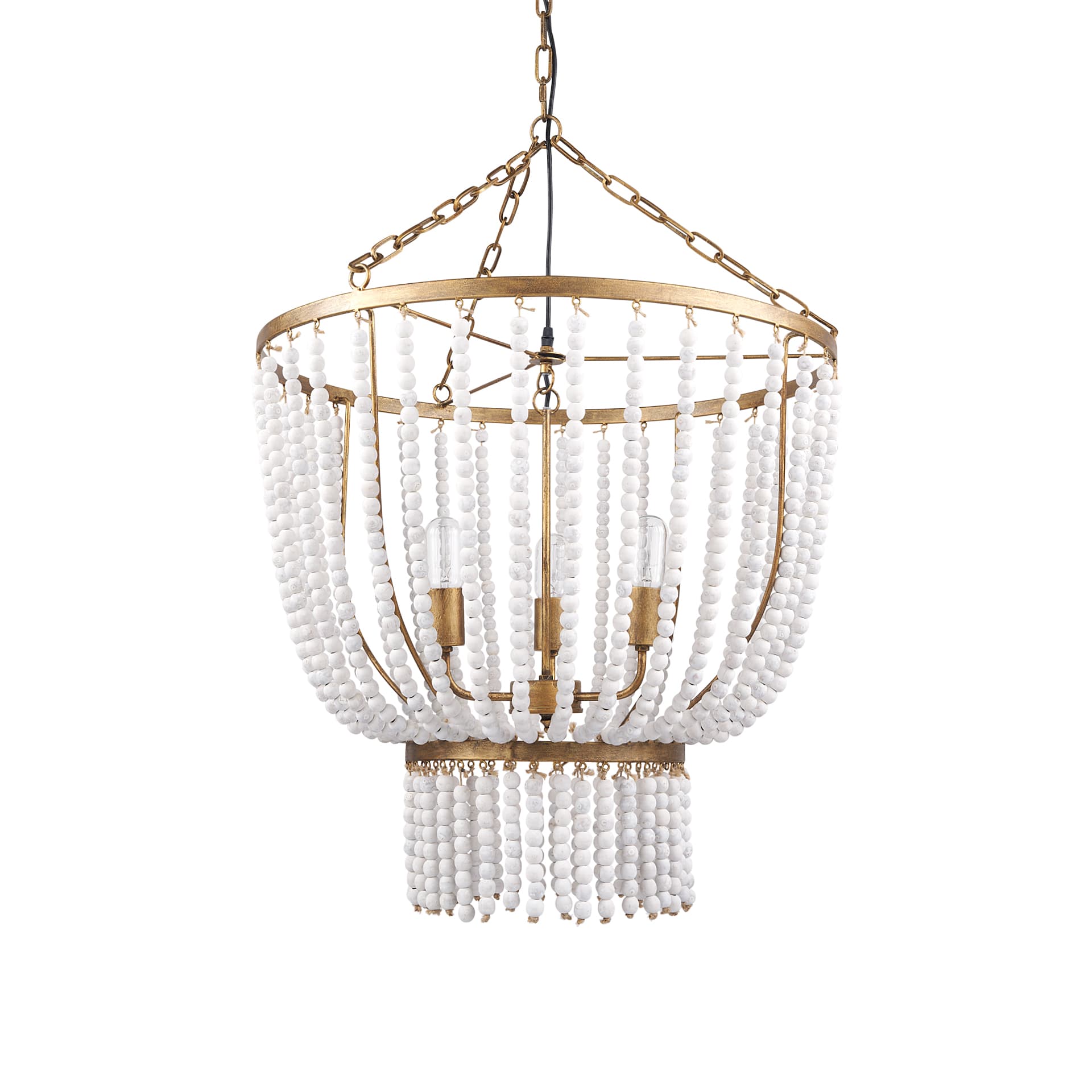 Rhone Gold Metal and Wood Beaded Chandelier — product photograph