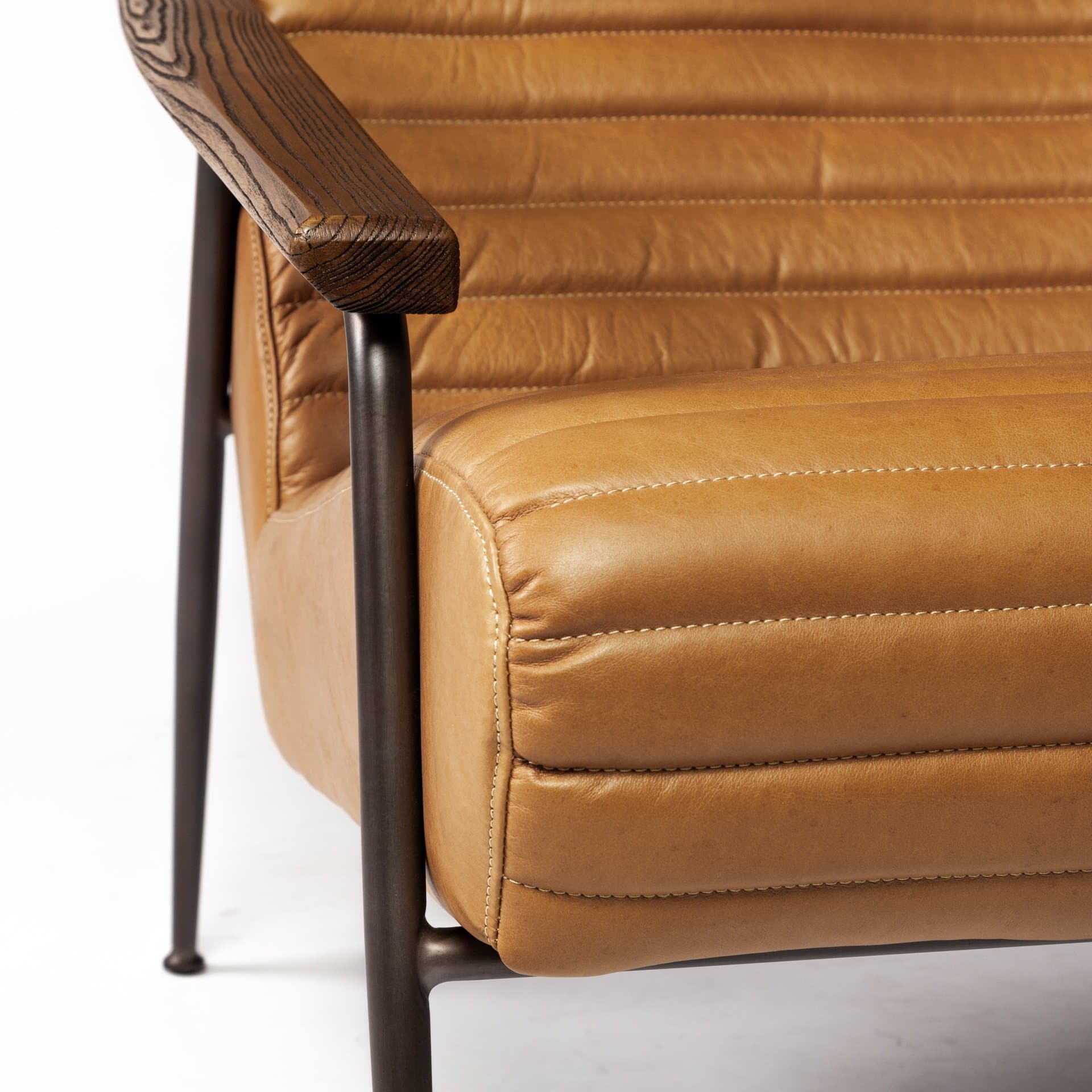Grosjean Brown Leather Wrap Metal Frame Accent Chair — product photograph