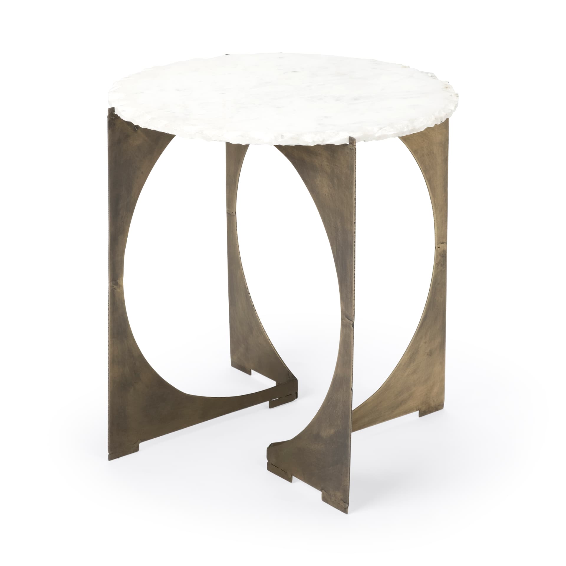 Reinhold II 21L x 21W x 21H Round Live-Edge Marble Top and Gold Metal Base Side/End Table — product photograph