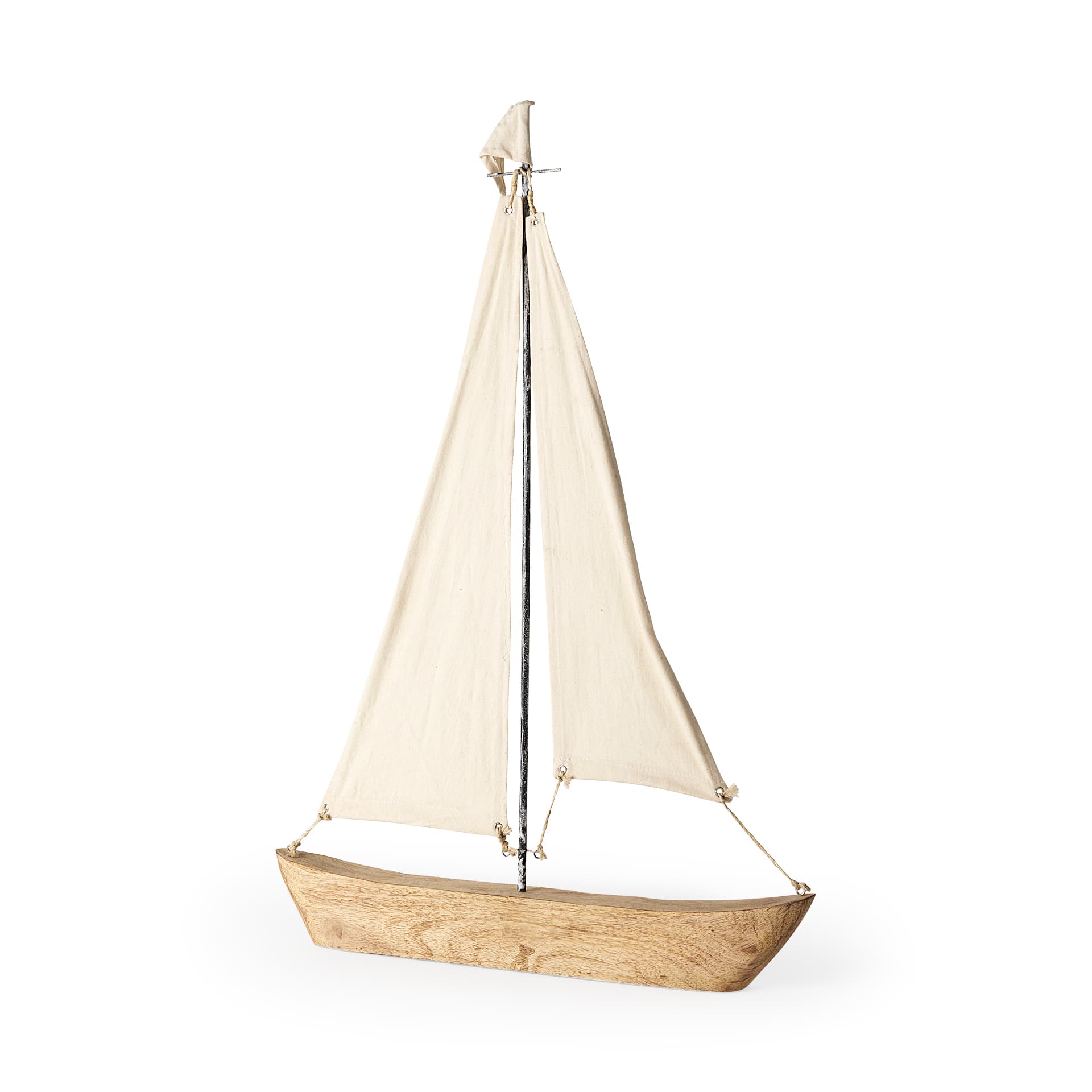 Tartane Large 22L x 2W Brown/Cream Nautical Inspired Sailboat — product photograph