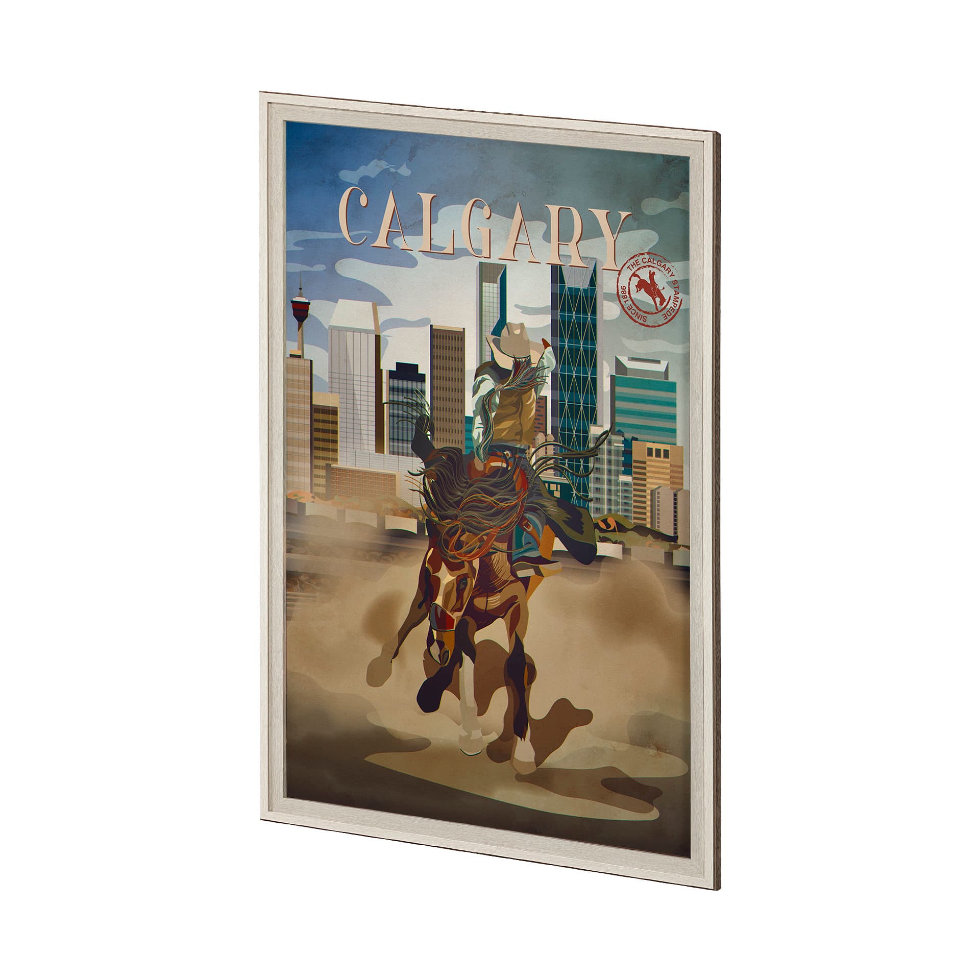 Calgary Go Canada (XL) by Mercana Studio a Hand Embellished Decograph Framed Art Print under Glass — product photograph