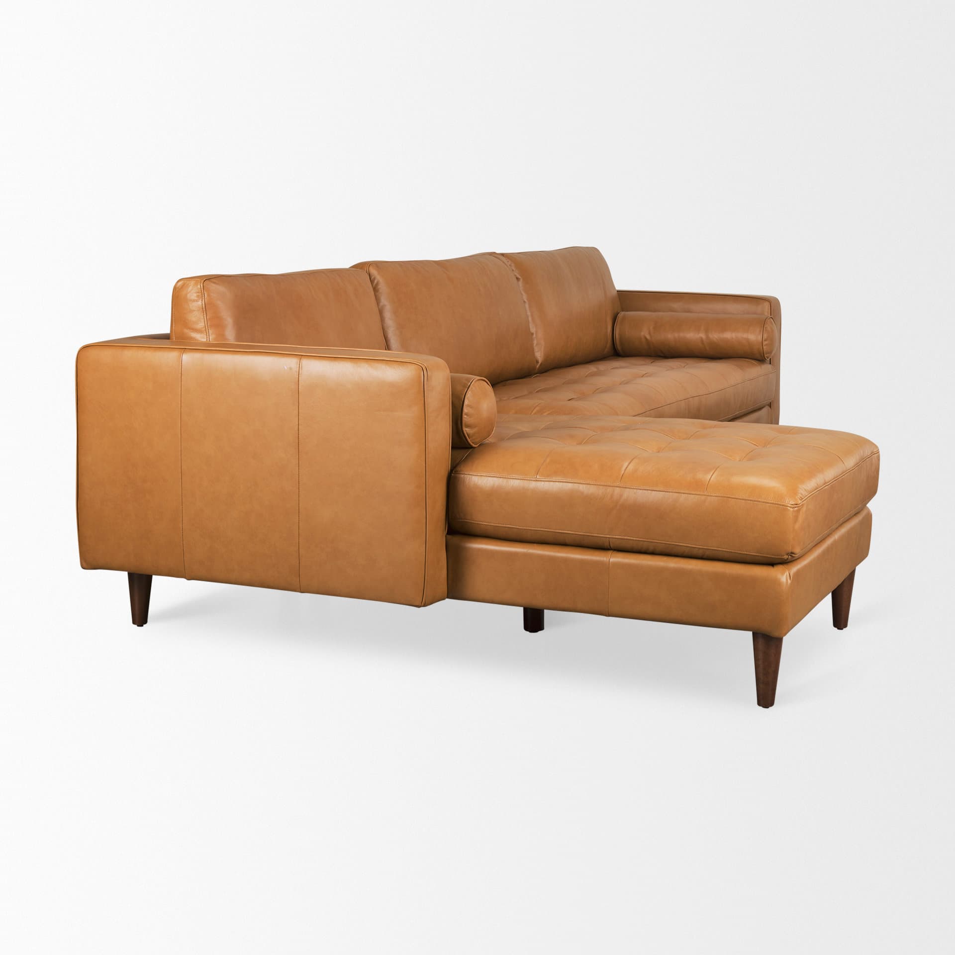 Svend 111.4L x 68.0W x 33.9H Tan Leather Left Chaise Sectional Sofa — product photograph