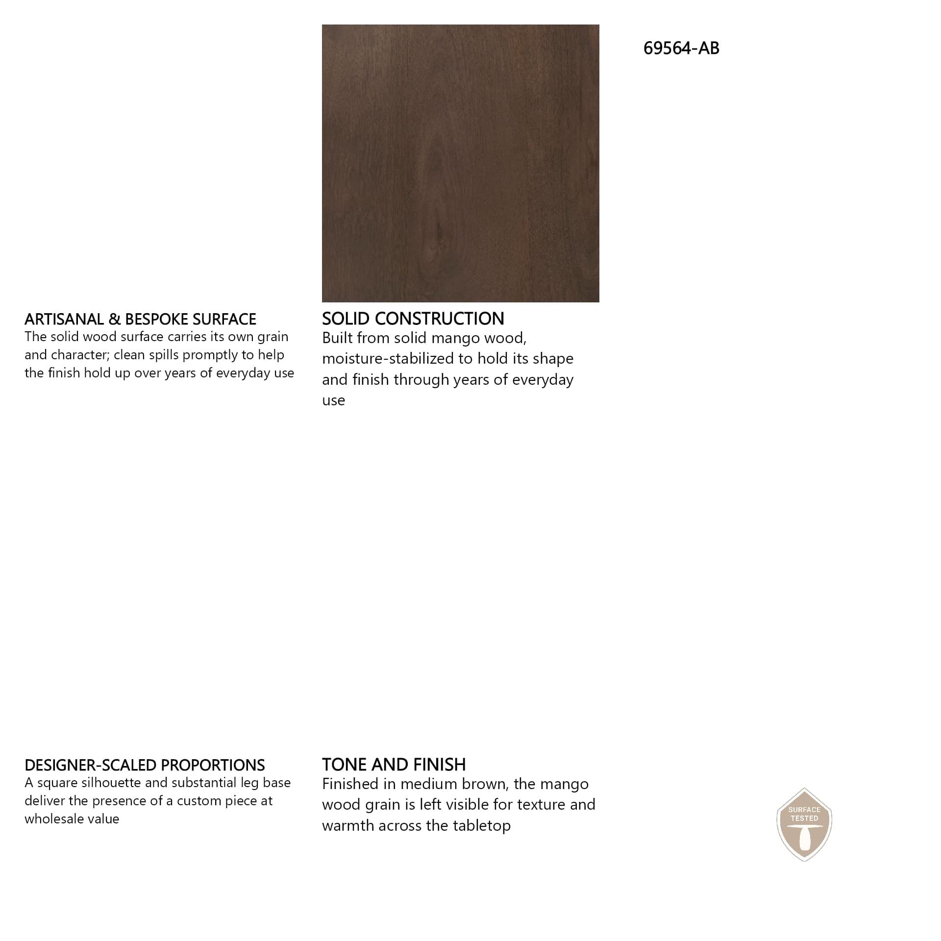 Faye 48"L x 48"W Square Dining Table | Modern | Med Brown Wood & Antique Nickel Metal | Seats 4 — in a styled room